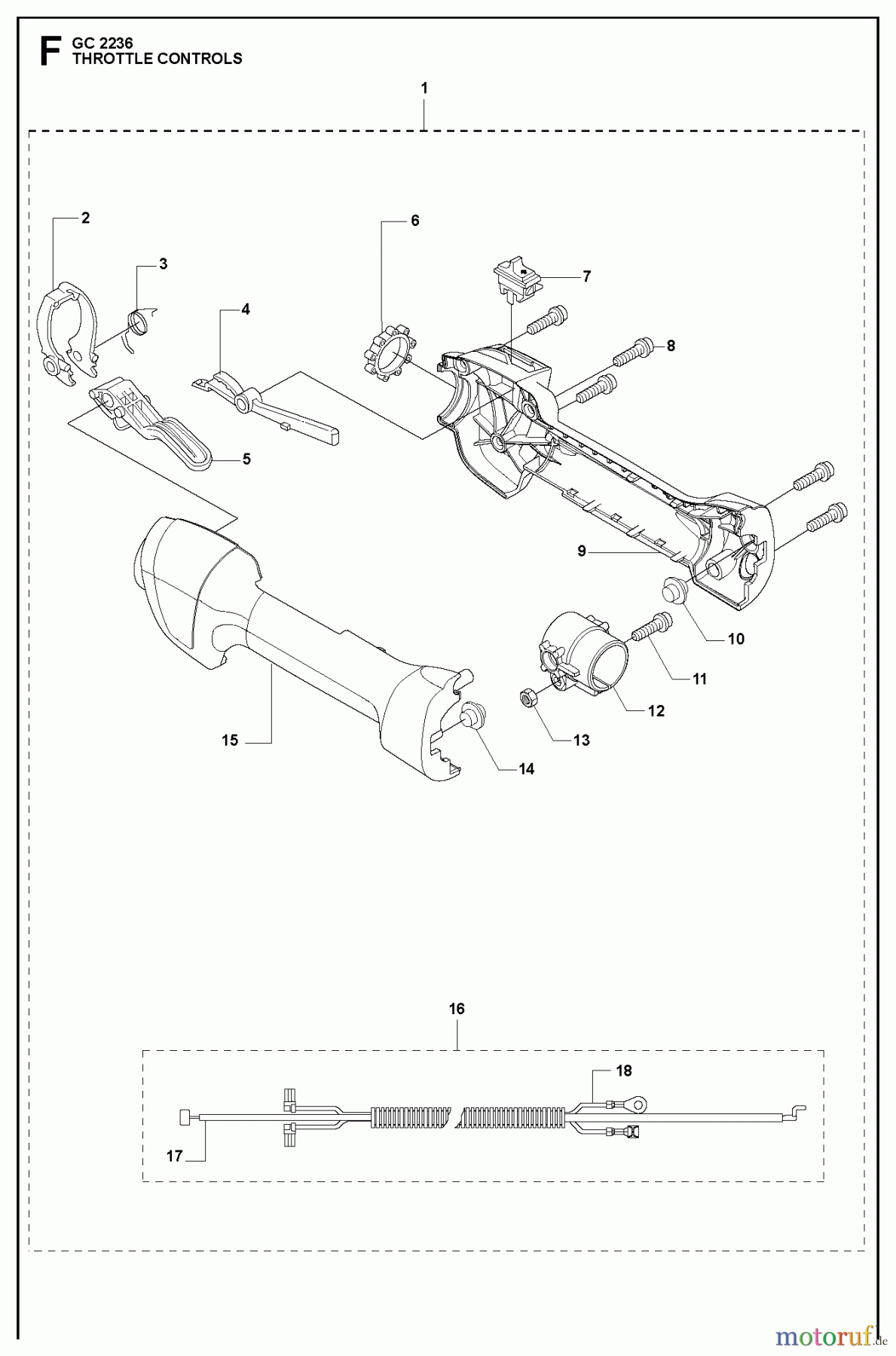  Jonsered Motorsensen, Trimmer GC2236 - Jonsered String/Brush Trimmer (2010-11) THROTTLE CONTROLS
