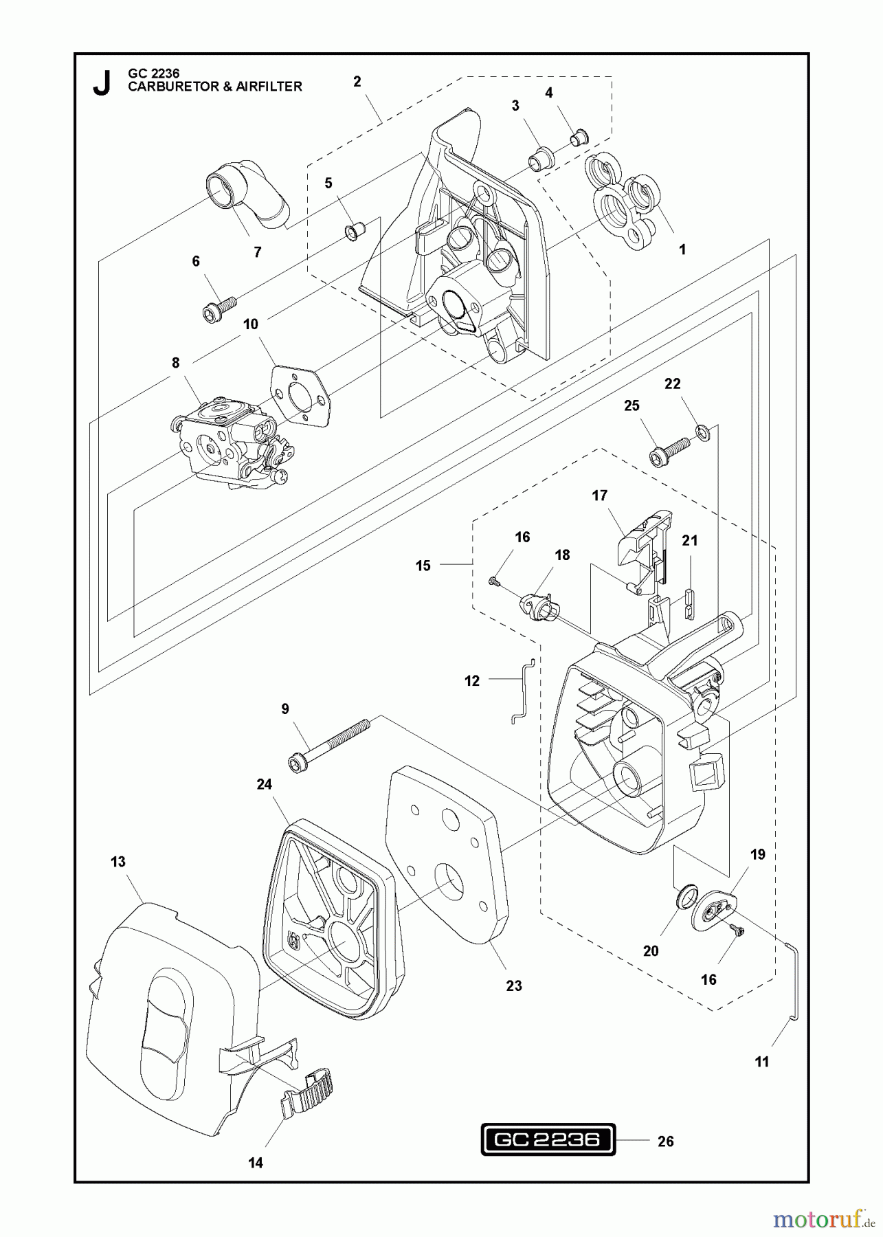 Jonsered Motorsensen, Trimmer GC2236 - Jonsered String/Brush Trimmer (2011-02) CARBURETOR AIR FILTER