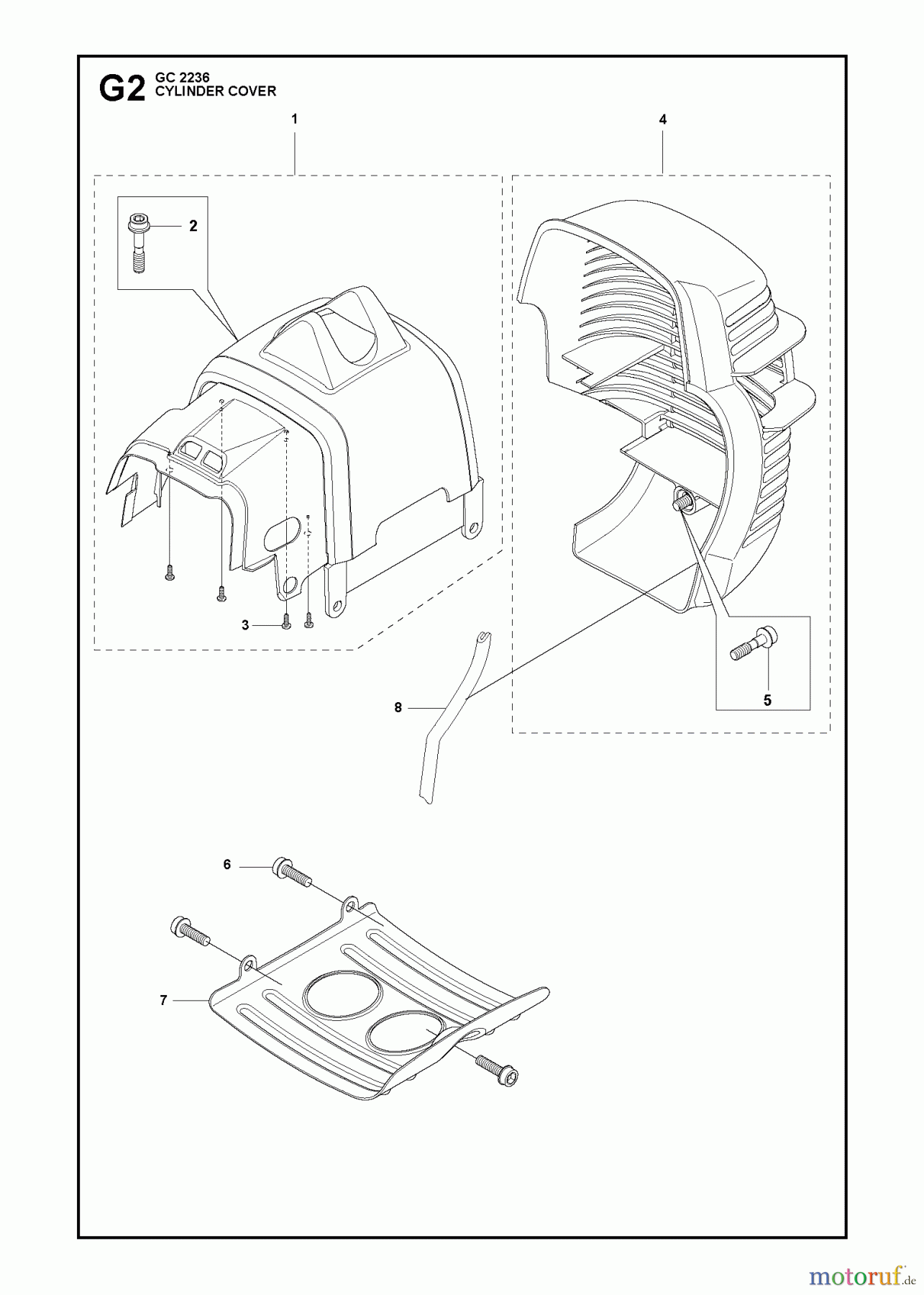 Jonsered Motorsensen, Trimmer GC2236 - Jonsered String/Brush Trimmer (2011-02) CYLINDER COVER #1