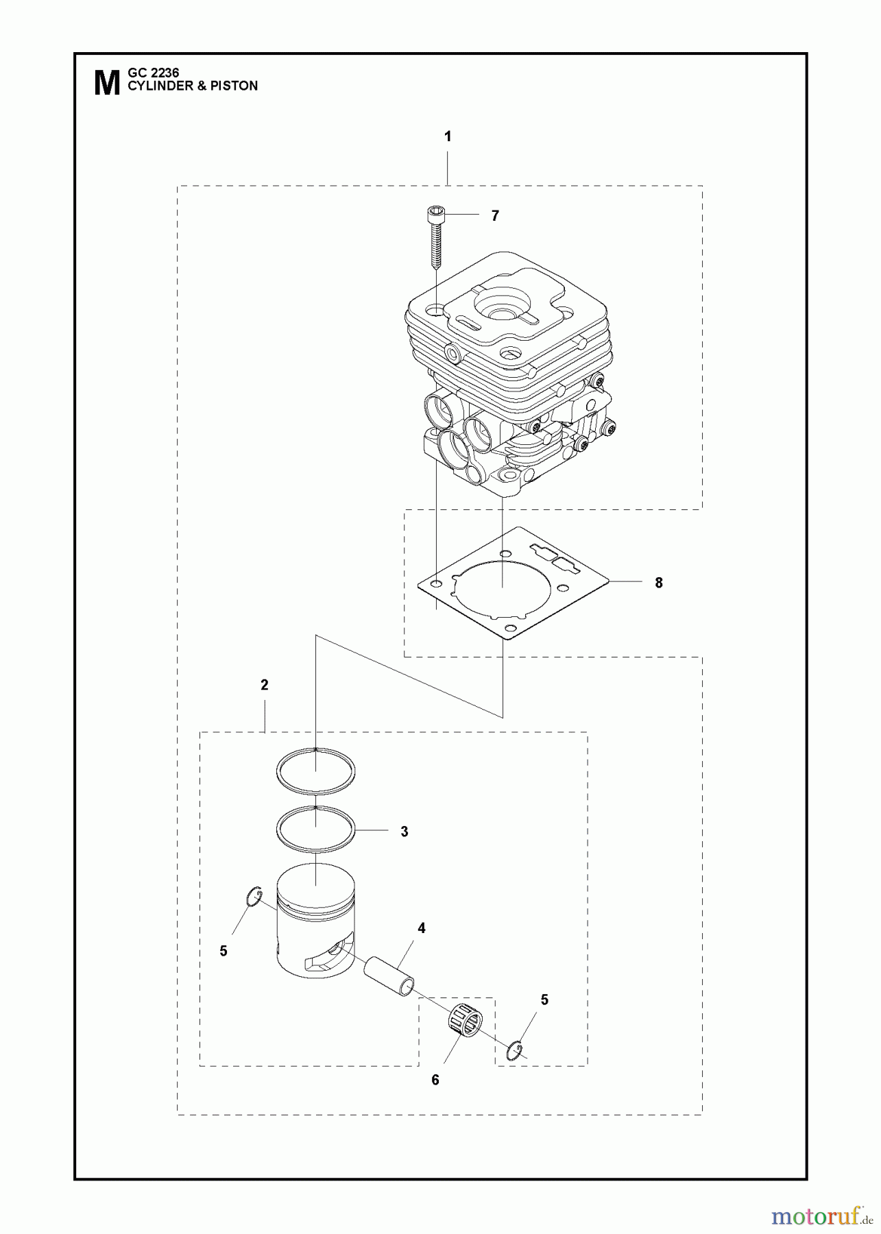 Jonsered Motorsensen, Trimmer GC2236 - Jonsered String/Brush Trimmer (2011-02) CYLINDER PISTON