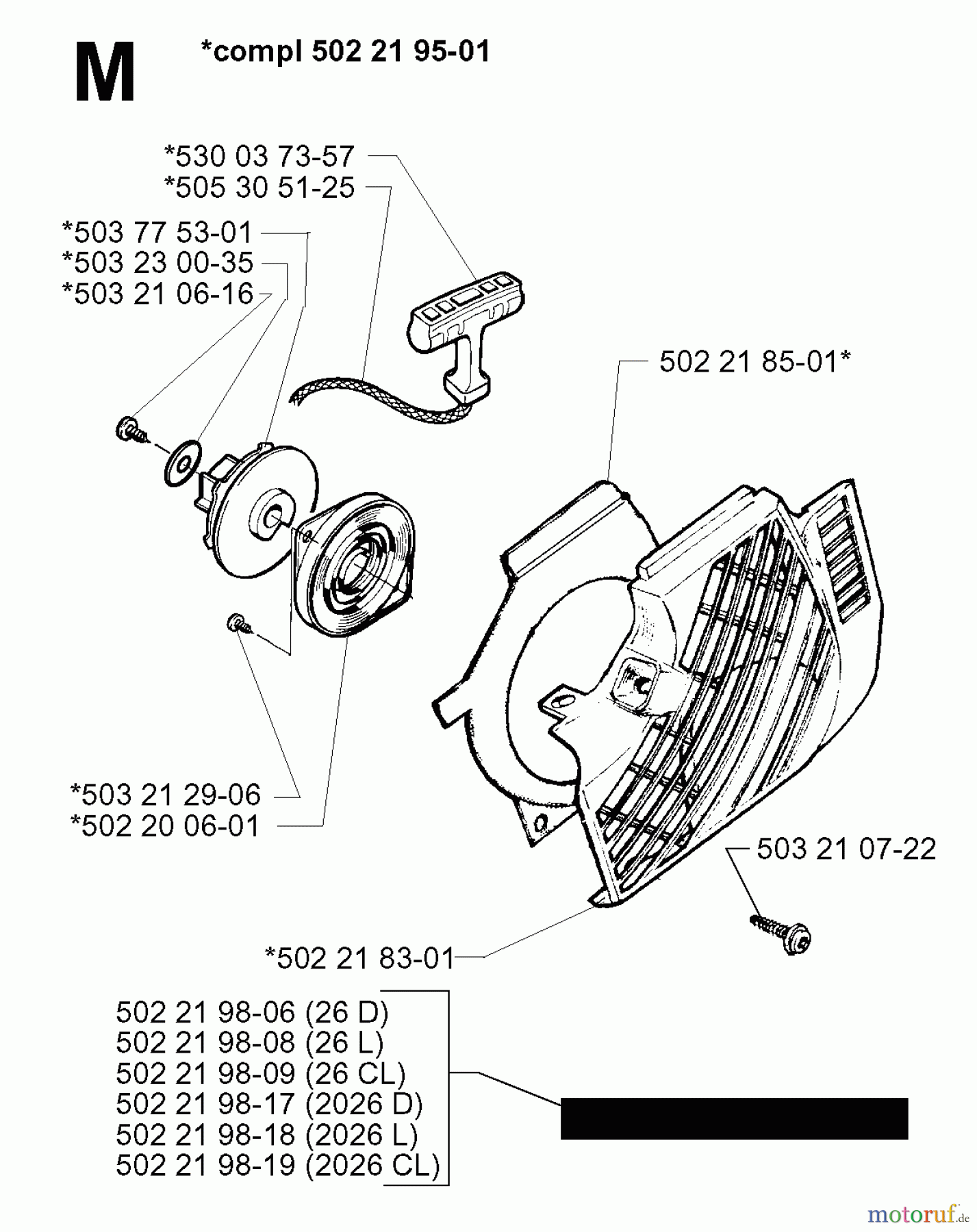 Jonsered Motorsensen, Trimmer GR2026 - Jonsered String/Brush Trimmer (1997-02) STARTER