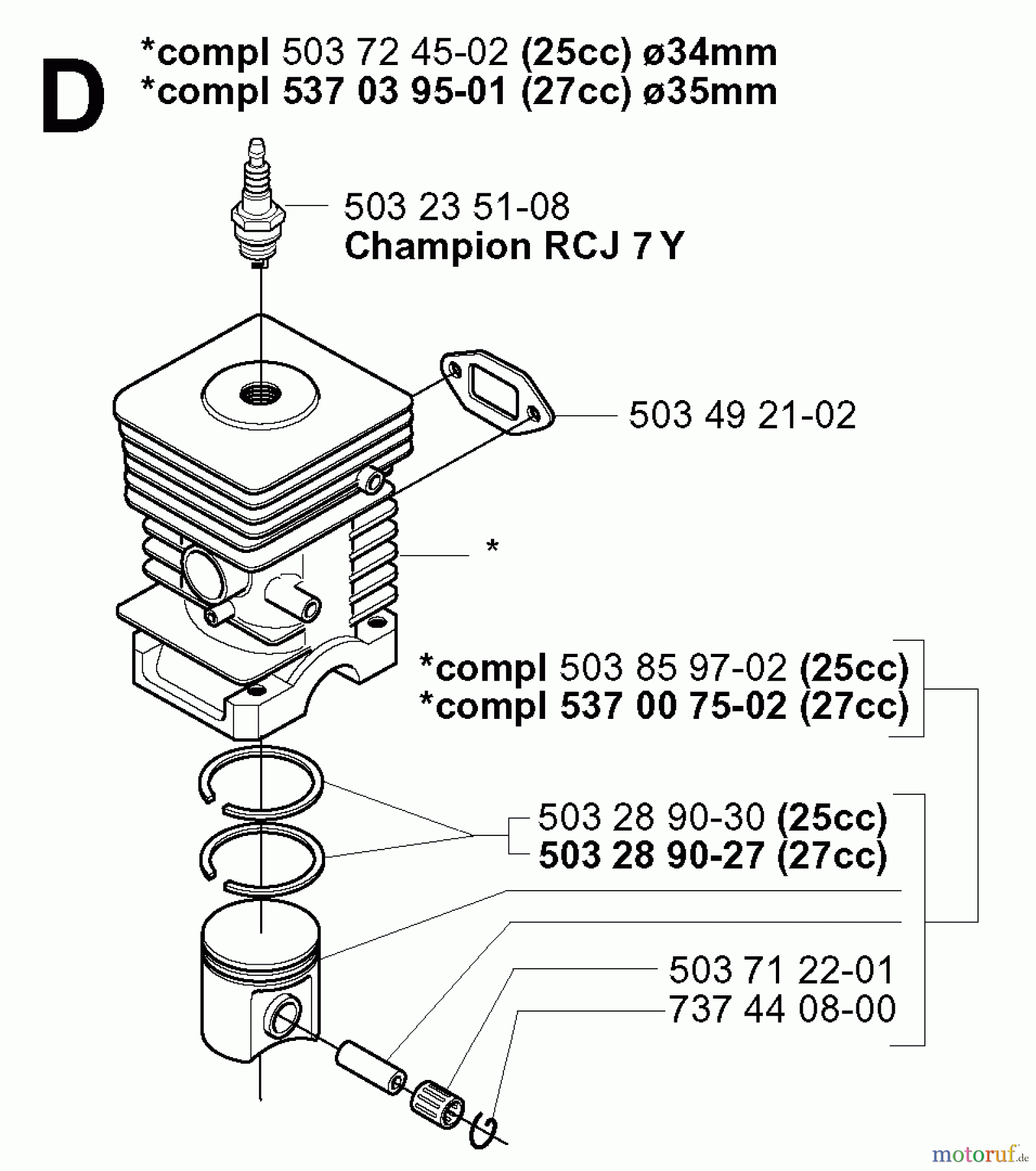 Jonsered Motorsensen, Trimmer GR2026 - Jonsered String/Brush Trimmer (2000-10) CYLINDER PISTON