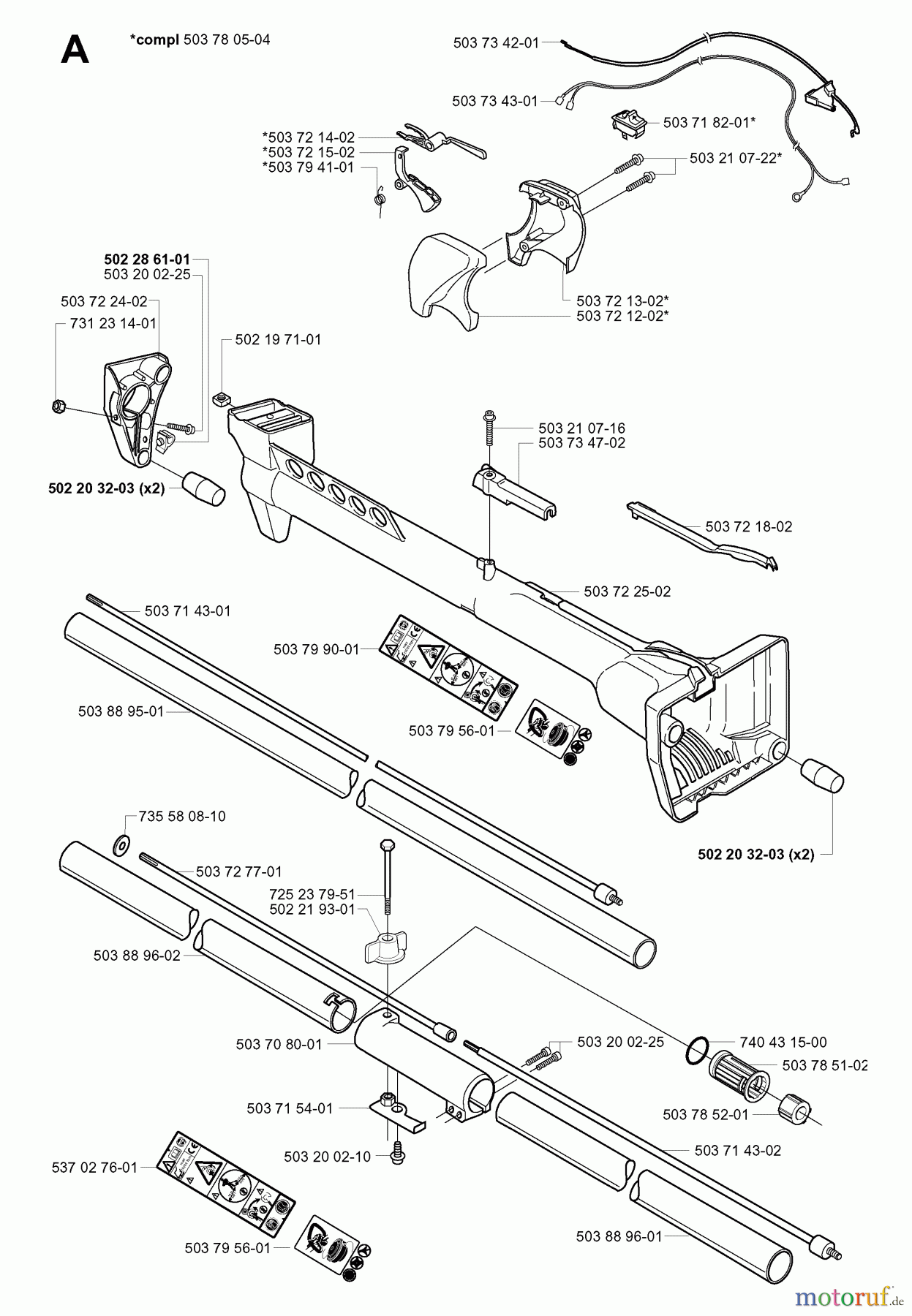 Jonsered Motorsensen, Trimmer GR2026 - Jonsered String/Brush Trimmer (2000-10) SHAFT HANDLE