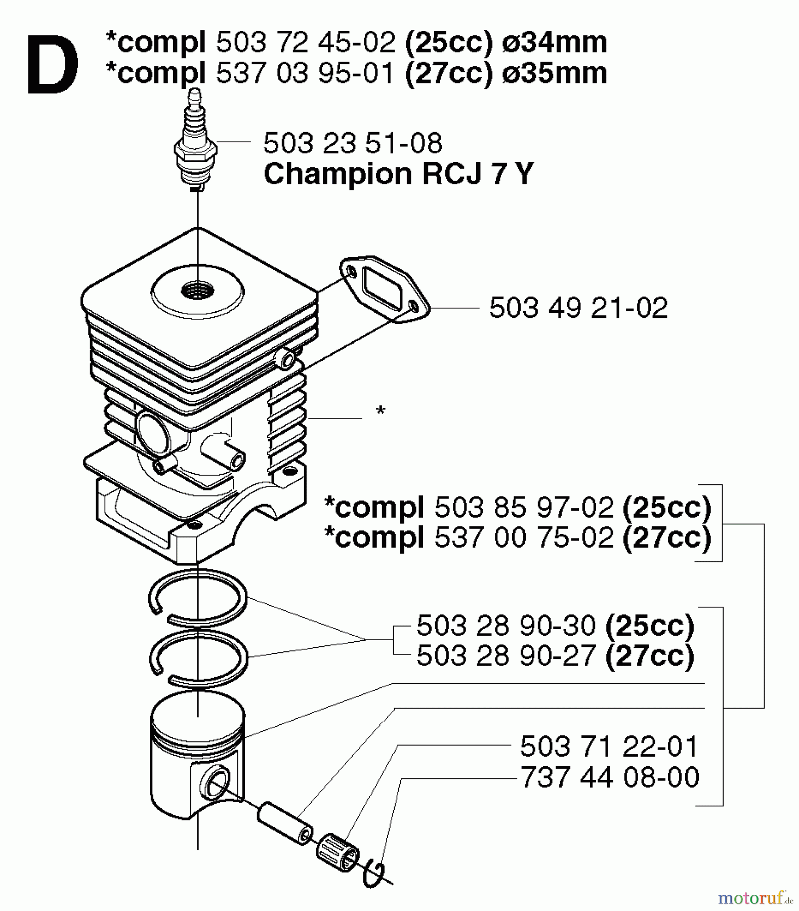 Jonsered Motorsensen, Trimmer GR2026 - Jonsered String/Brush Trimmer (2002-08) CYLINDER PISTON