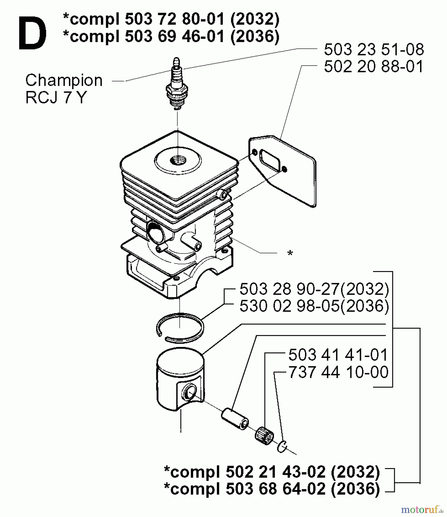 Jonsered Motorsensen, Trimmer GR2036 - Jonsered String/Brush Trimmer (1998-02) CYLINDER PISTON