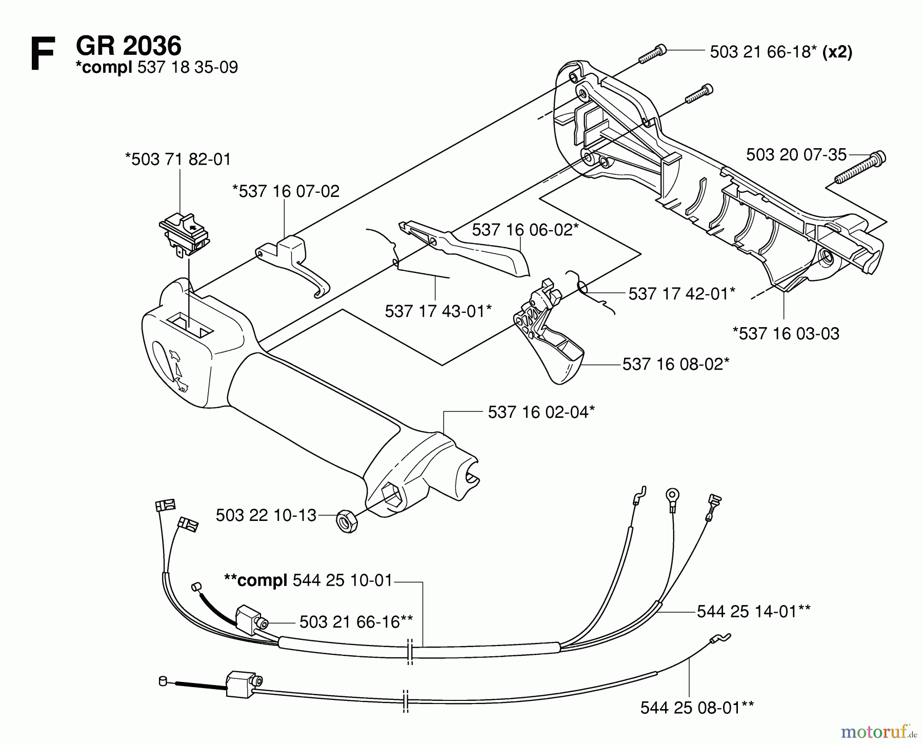 Jonsered Motorsensen, Trimmer GR2032 - Jonsered String/Brush Trimmer (2006-10) HANDLE CONTROLS #2