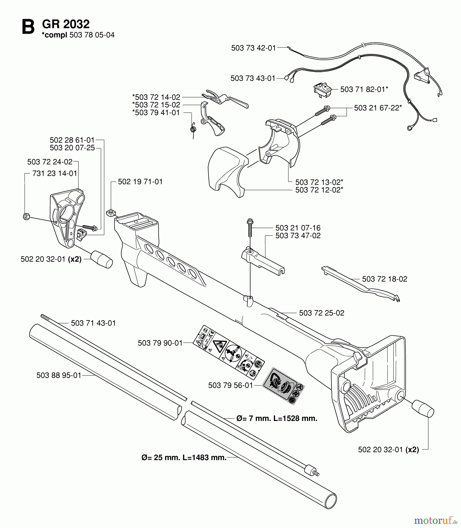 Jonsered Motorsensen, Trimmer GR2032 - Jonsered String/Brush Trimmer (2006-10) SHAFT #1