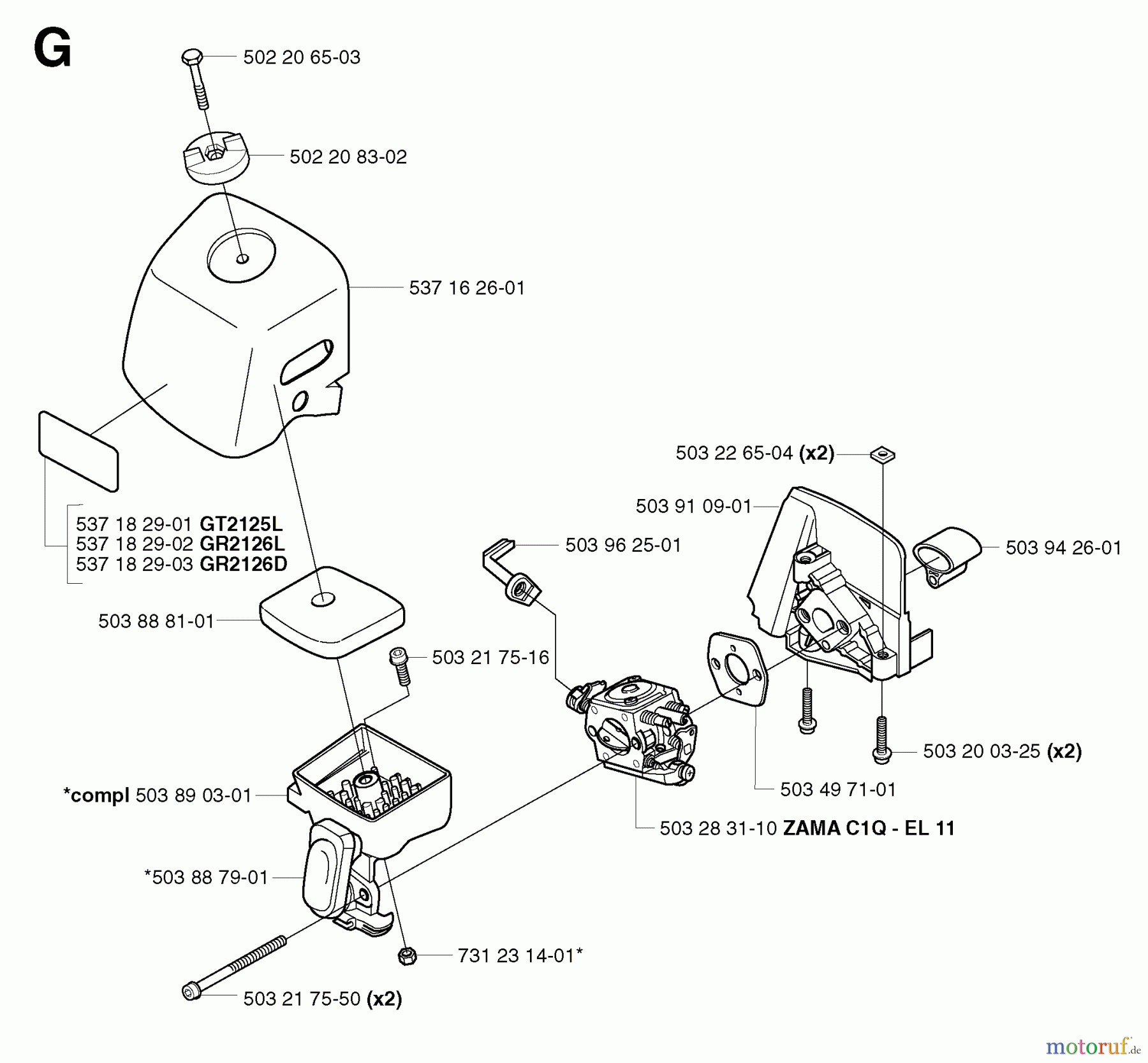 Jonsered Motorsensen, Trimmer GR2126L - Jonsered String/Brush Trimmer (2002-01) CARBURETOR AIR FILTER