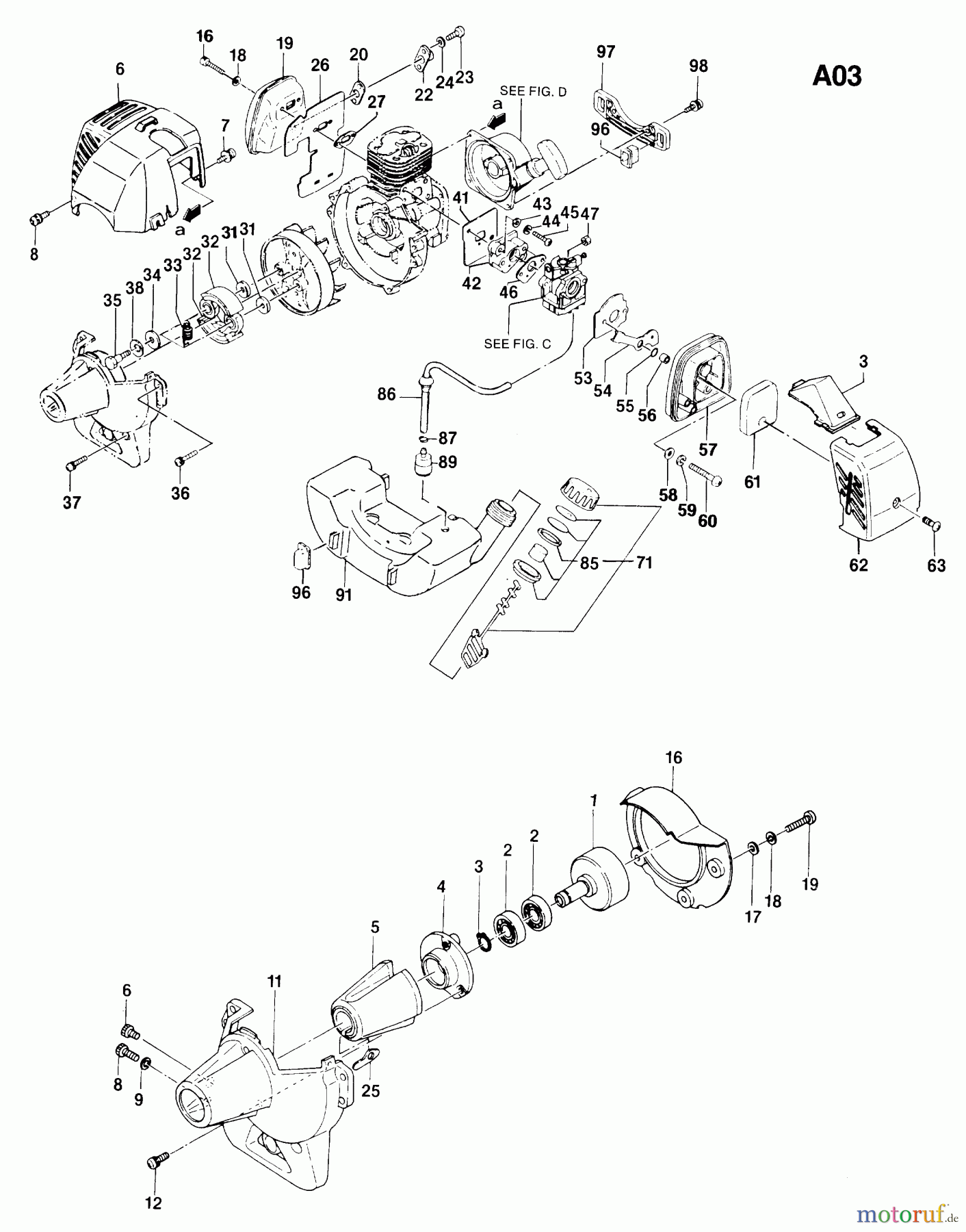 Jonsered Motorsensen, Trimmer GR24L - Jonsered String/Brush Trimmer (1993-02) ENGINE