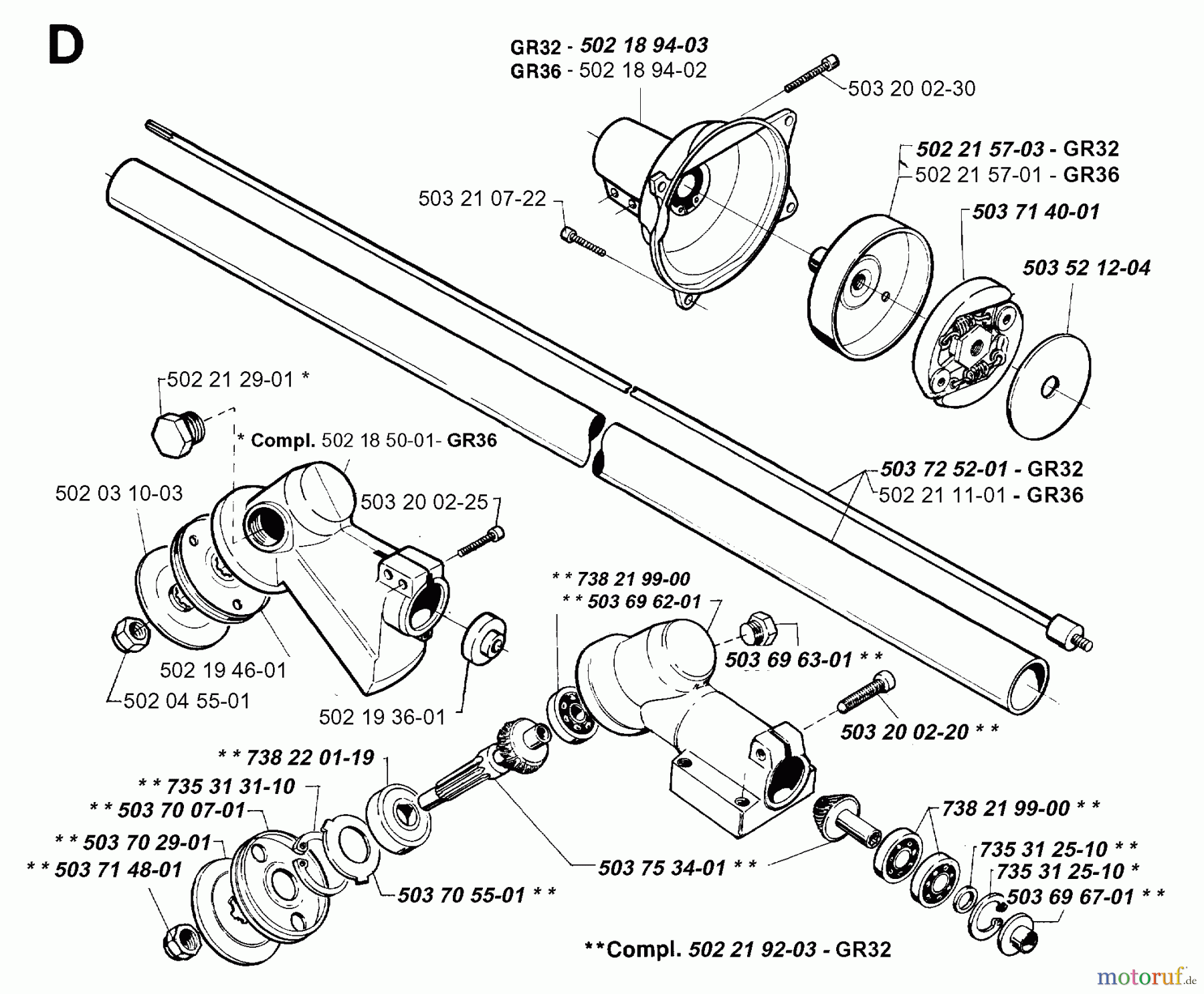 Jonsered Motorsensen, Trimmer GR36 - Jonsered String/Brush Trimmer (1994-02) BEVEL GEAR SHAFT
