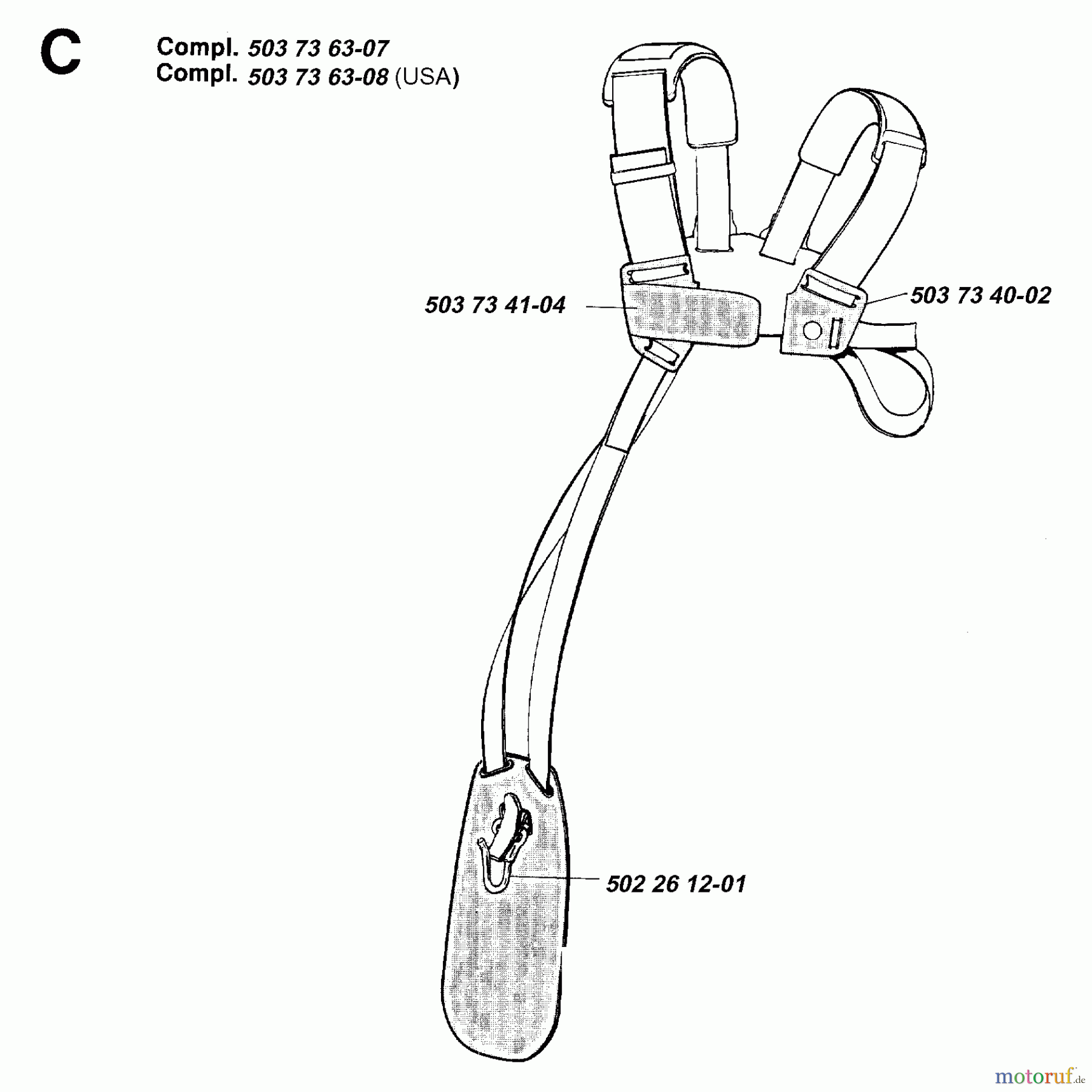 Jonsered Motorsensen, Trimmer GR36 - Jonsered String/Brush Trimmer (1994-02) HARNESS