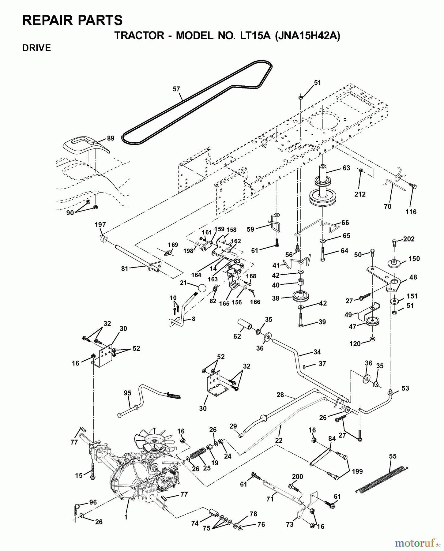 Jonsered Rasen und Garten Traktoren LT15A (JNA15H42A) - Jonsered Lawn & Garden Tractor (2001-05) DRIVE