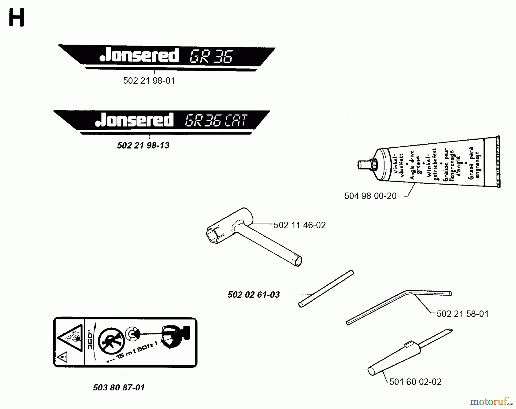 Jonsered Motorsensen, Trimmer GR36 - Jonsered String/Brush Trimmer (1995-01) ACCESSORIES #1