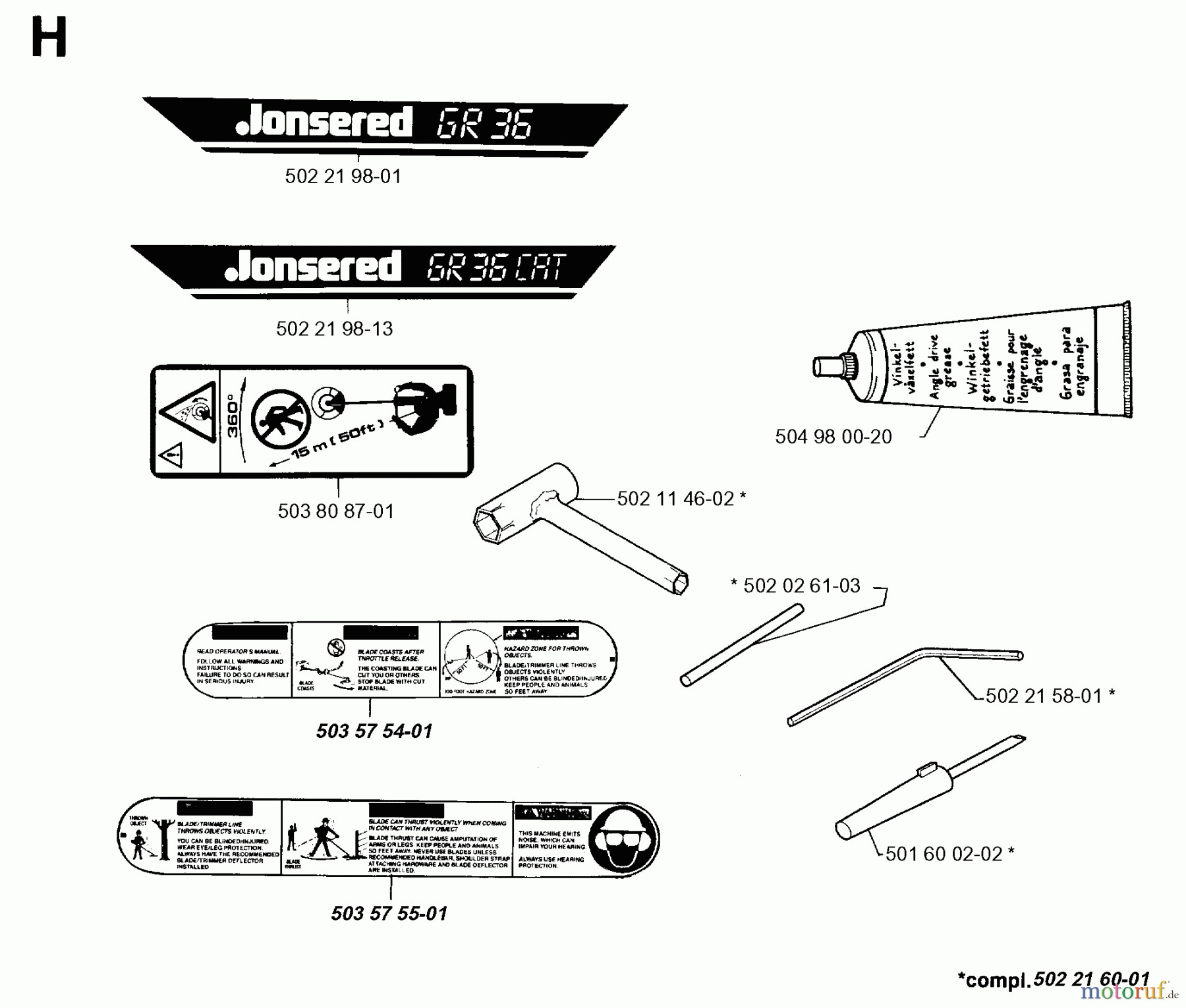 Jonsered Motorsensen, Trimmer GR36 - Jonsered String/Brush Trimmer (1996-06) ACCESSORIES #2
