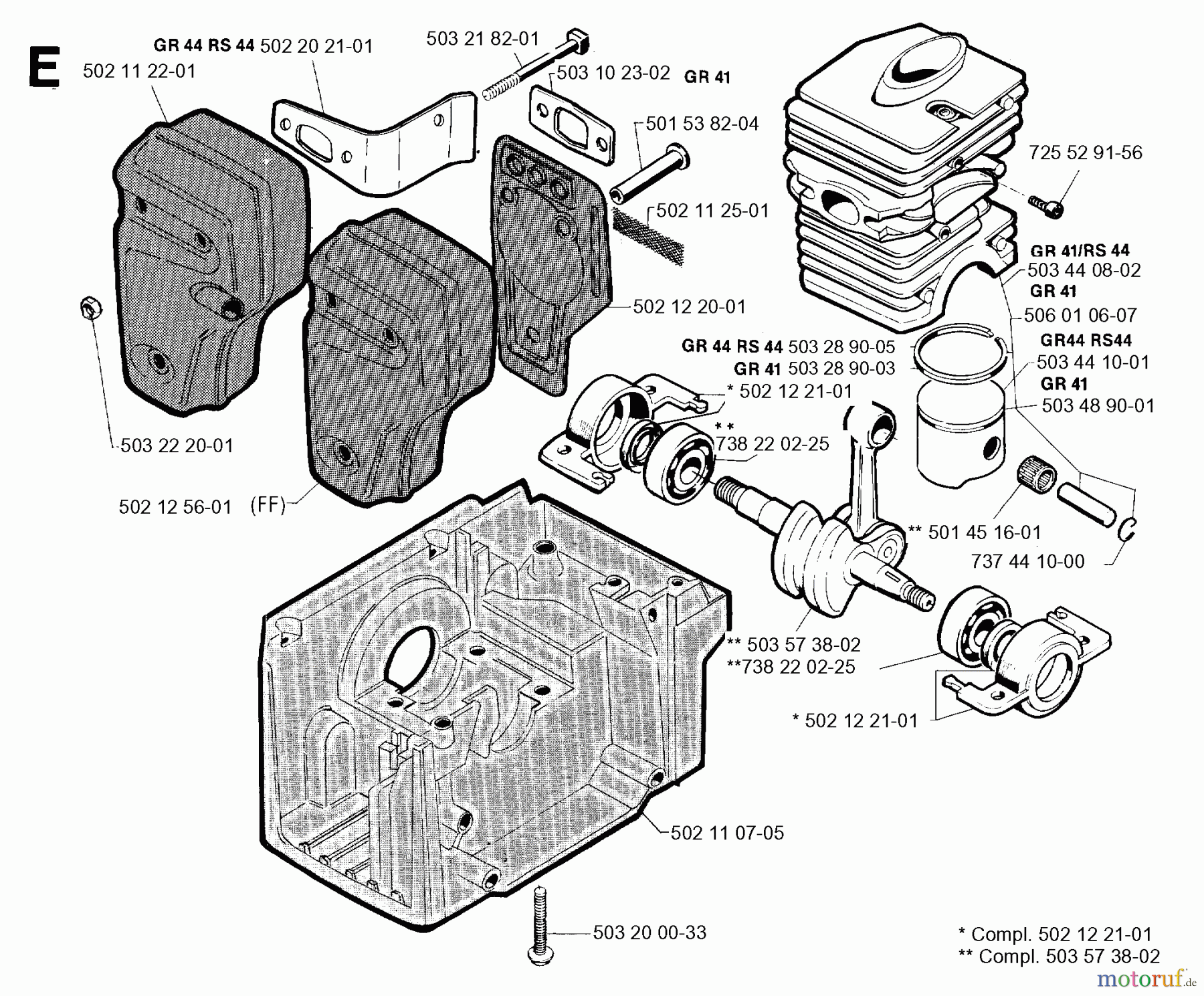 Jonsered Motorsensen, Trimmer GR41 - Jonsered String/Brush Trimmer (1991-03) CYLINDER CRANKCASE