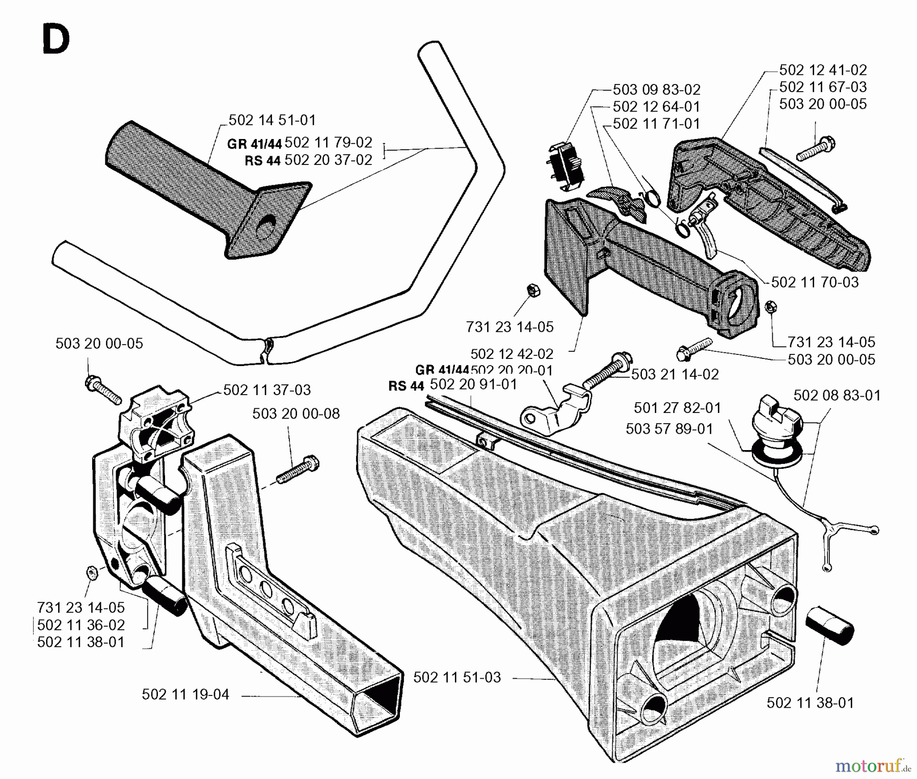 Jonsered Motorsensen, Trimmer GR41 - Jonsered String/Brush Trimmer (1991-03) HANDLE CONTROLS