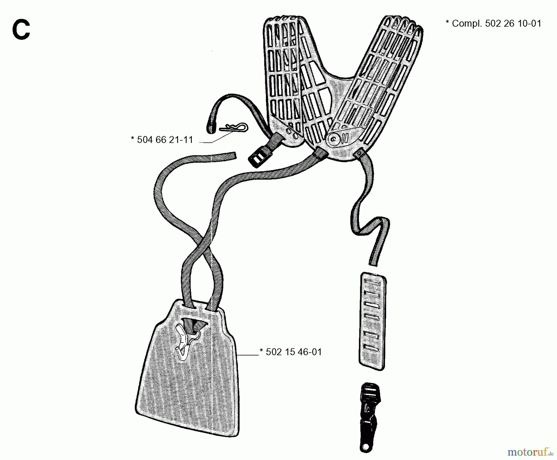 Jonsered Motorsensen, Trimmer GR44 - Jonsered String/Brush Trimmer (1991-03) HARNESS