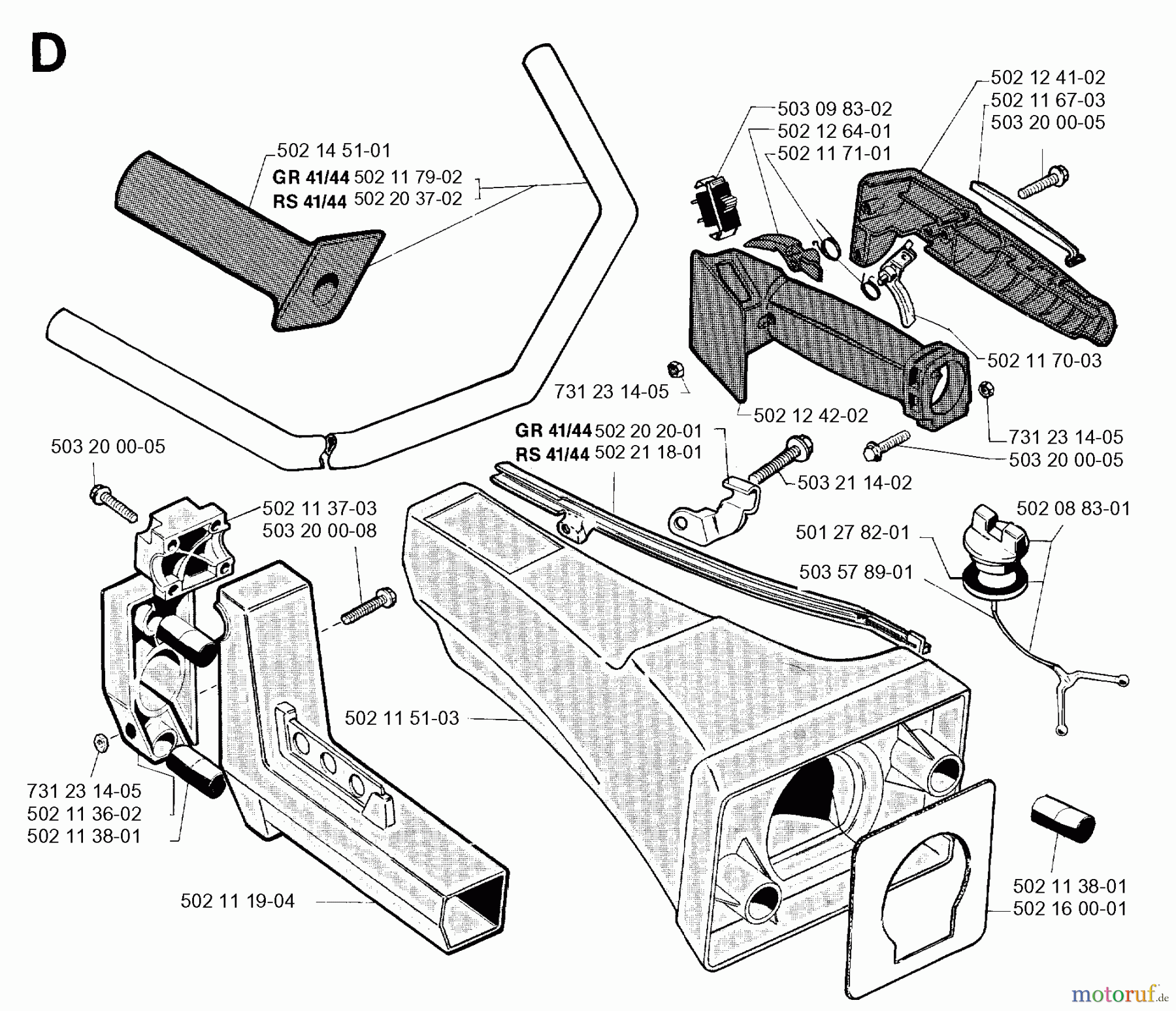 Jonsered Motorsensen, Trimmer GR44 - Jonsered String/Brush Trimmer (1992-09) HANDLE CONTROLS
