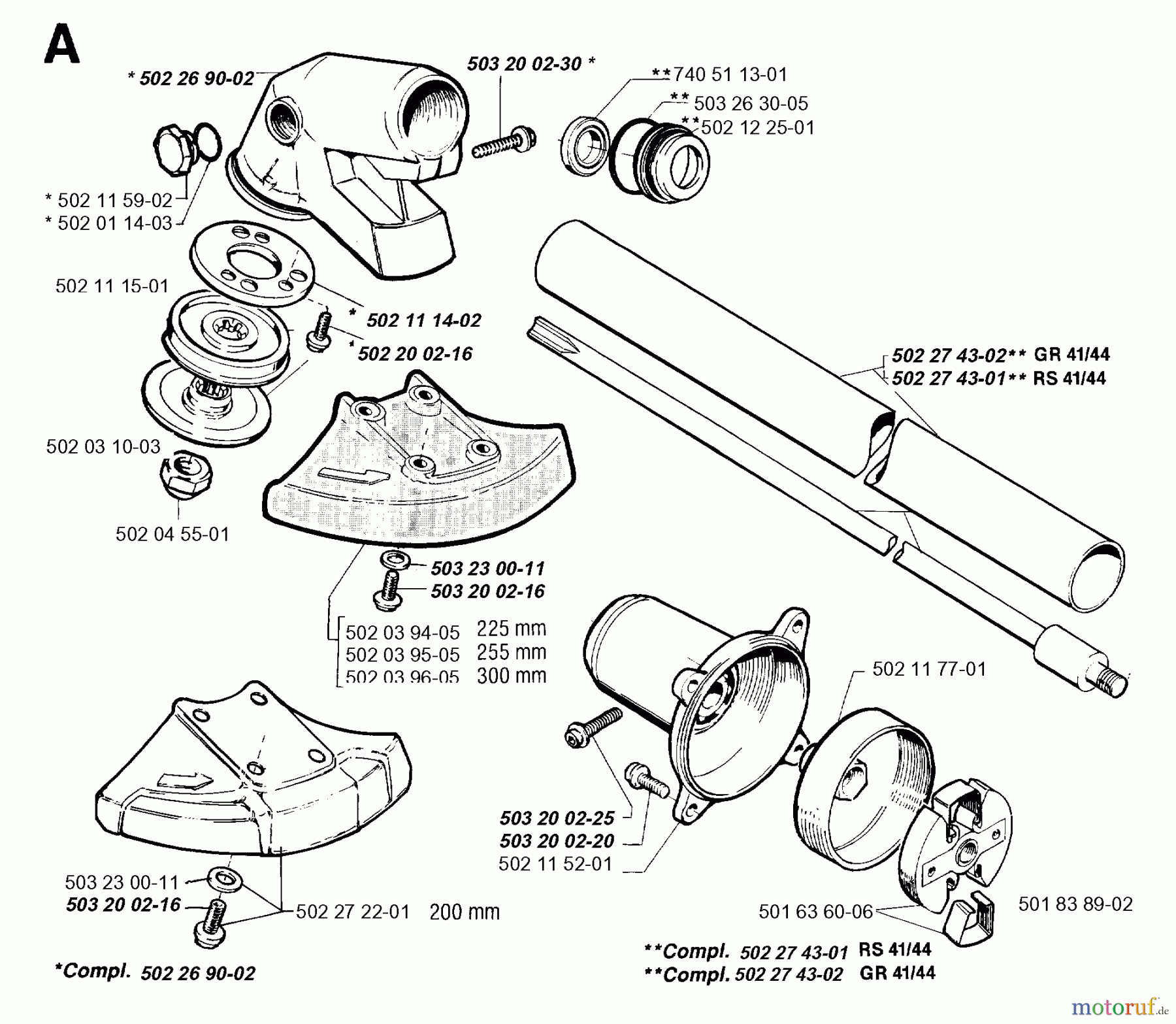 Jonsered Motorsensen, Trimmer GR41 - Jonsered String/Brush Trimmer (1993-05) BEVEL GEAR SHAFT