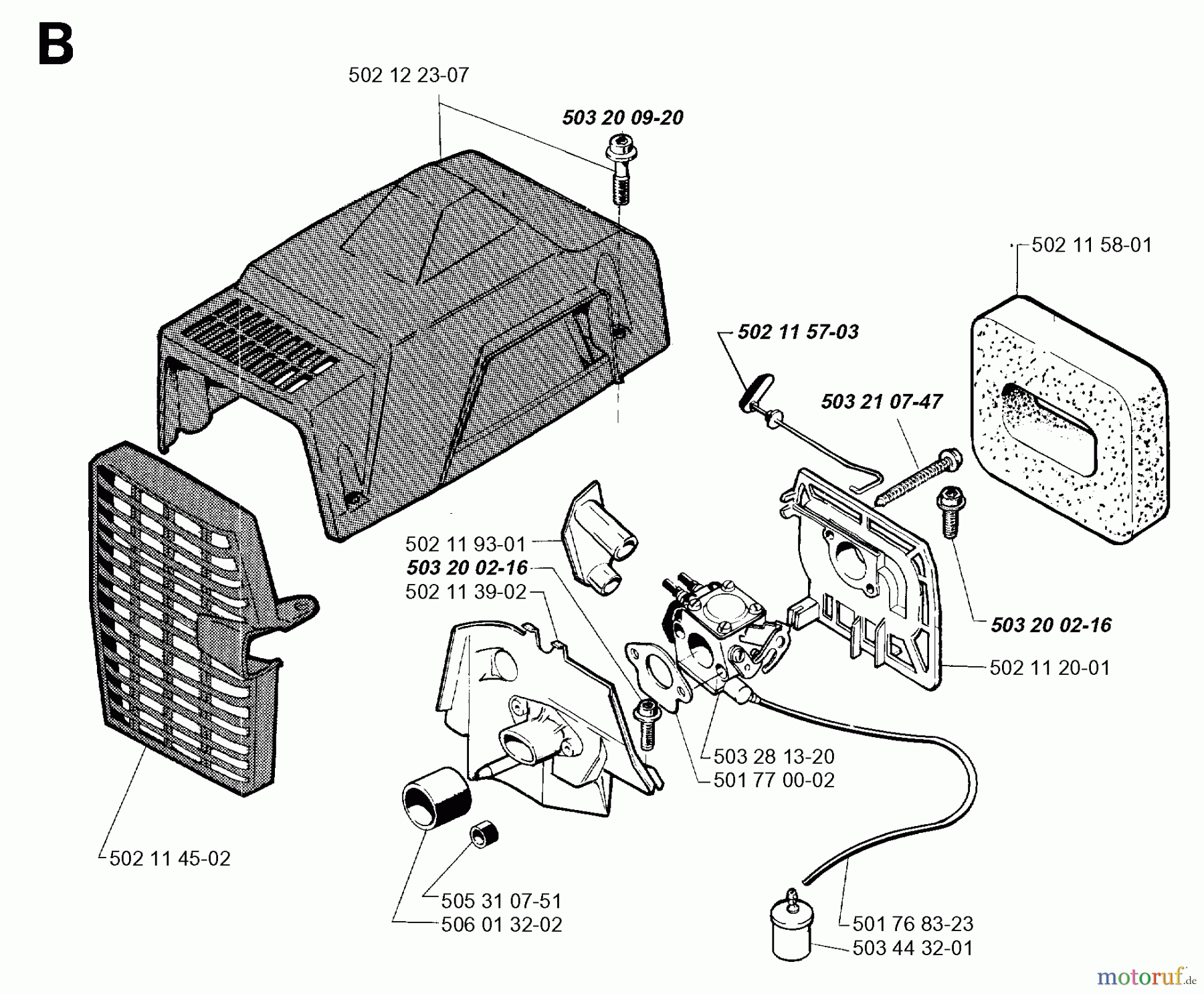 Jonsered Motorsensen, Trimmer GR44 - Jonsered String/Brush Trimmer (1993-05) CARBURETOR AIR FILTER