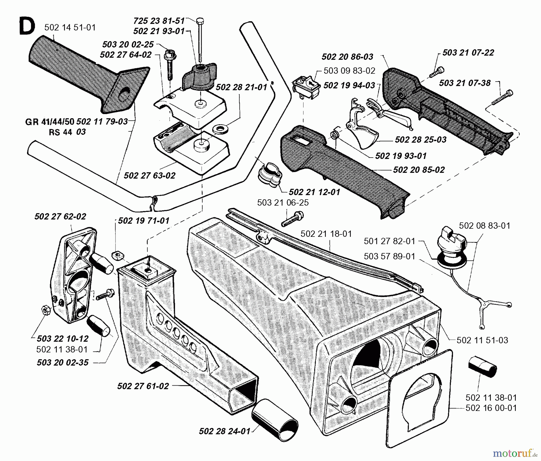 Jonsered Motorsensen, Trimmer RS44 - Jonsered String/Brush Trimmer (1994-03) HANDLE CONTROLS