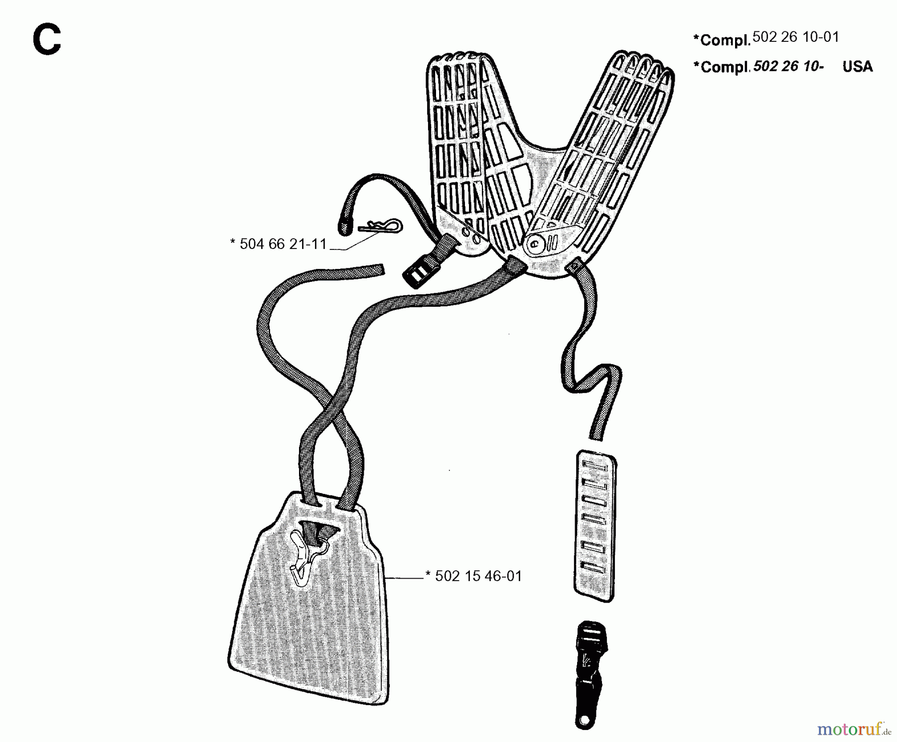 Jonsered Motorsensen, Trimmer GR44 - Jonsered String/Brush Trimmer (1994-03) HARNESS