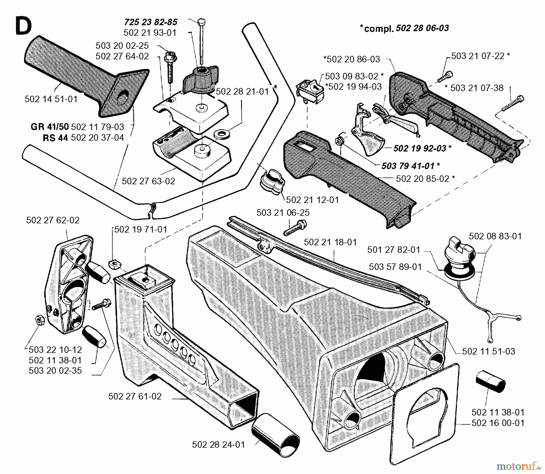 Jonsered Motorsensen, Trimmer GR41 - Jonsered String/Brush Trimmer (1995-01) HANDLE CONTROLS