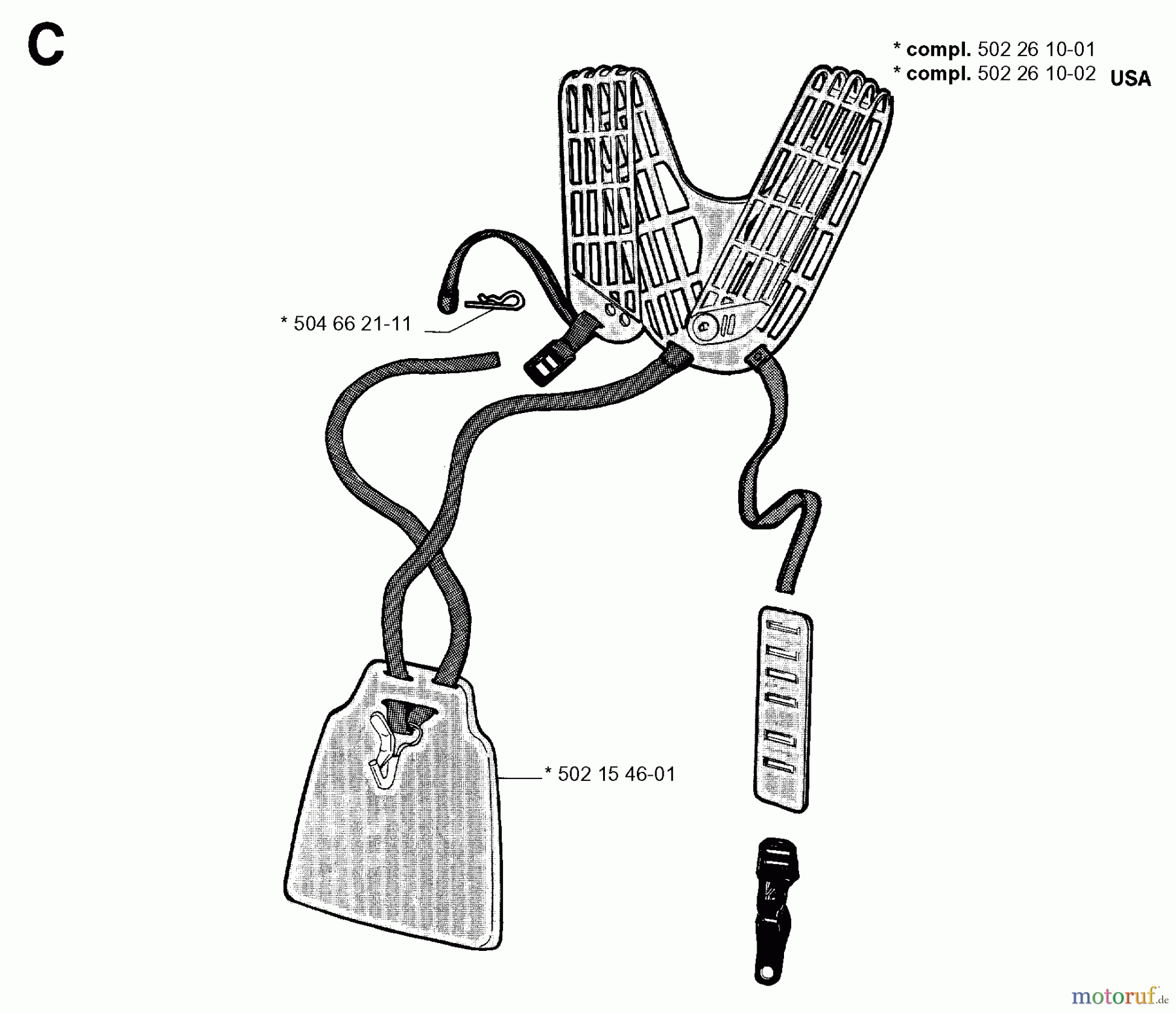 Jonsered Motorsensen, Trimmer GR41 - Jonsered String/Brush Trimmer (1995-01) HARNESS