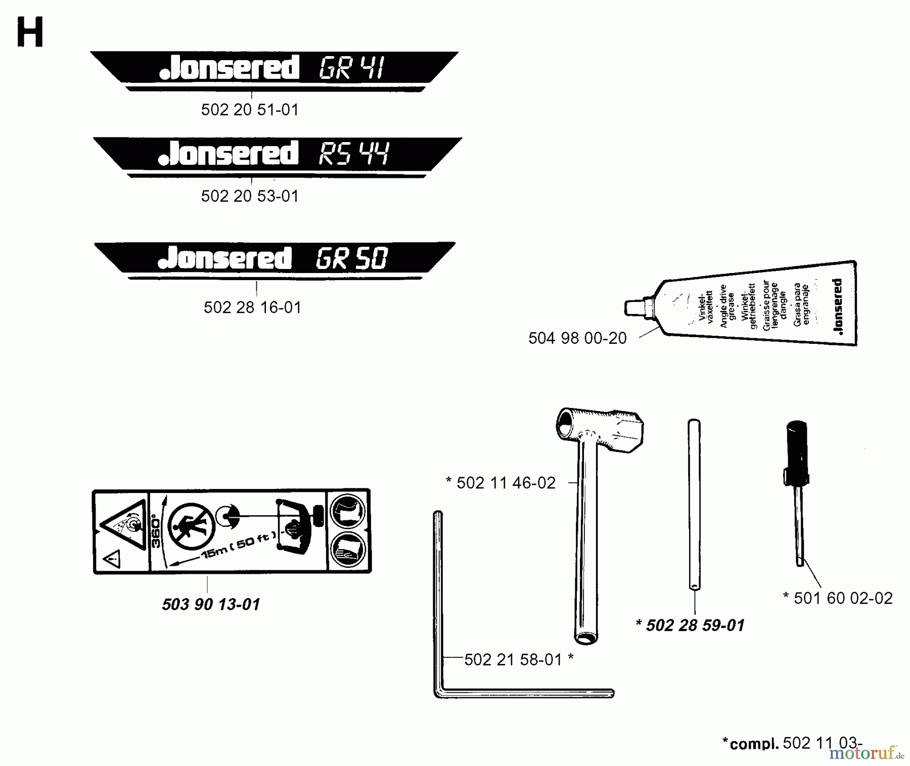  Jonsered Motorsensen, Trimmer GR50 - Jonsered String/Brush Trimmer (1996-10) ACCESSORIES #1