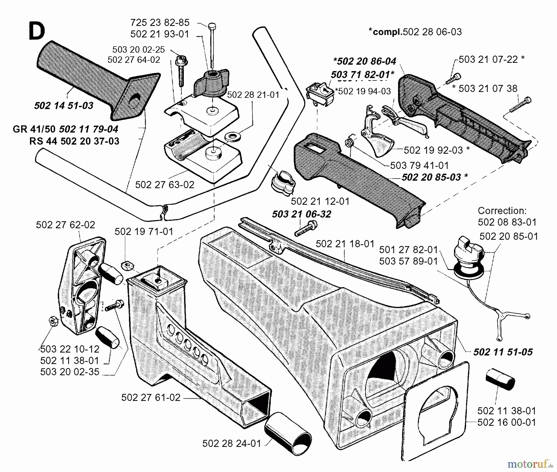 Jonsered Motorsensen, Trimmer GR50 - Jonsered String/Brush Trimmer (1996-10) HANDLE CONTROLS