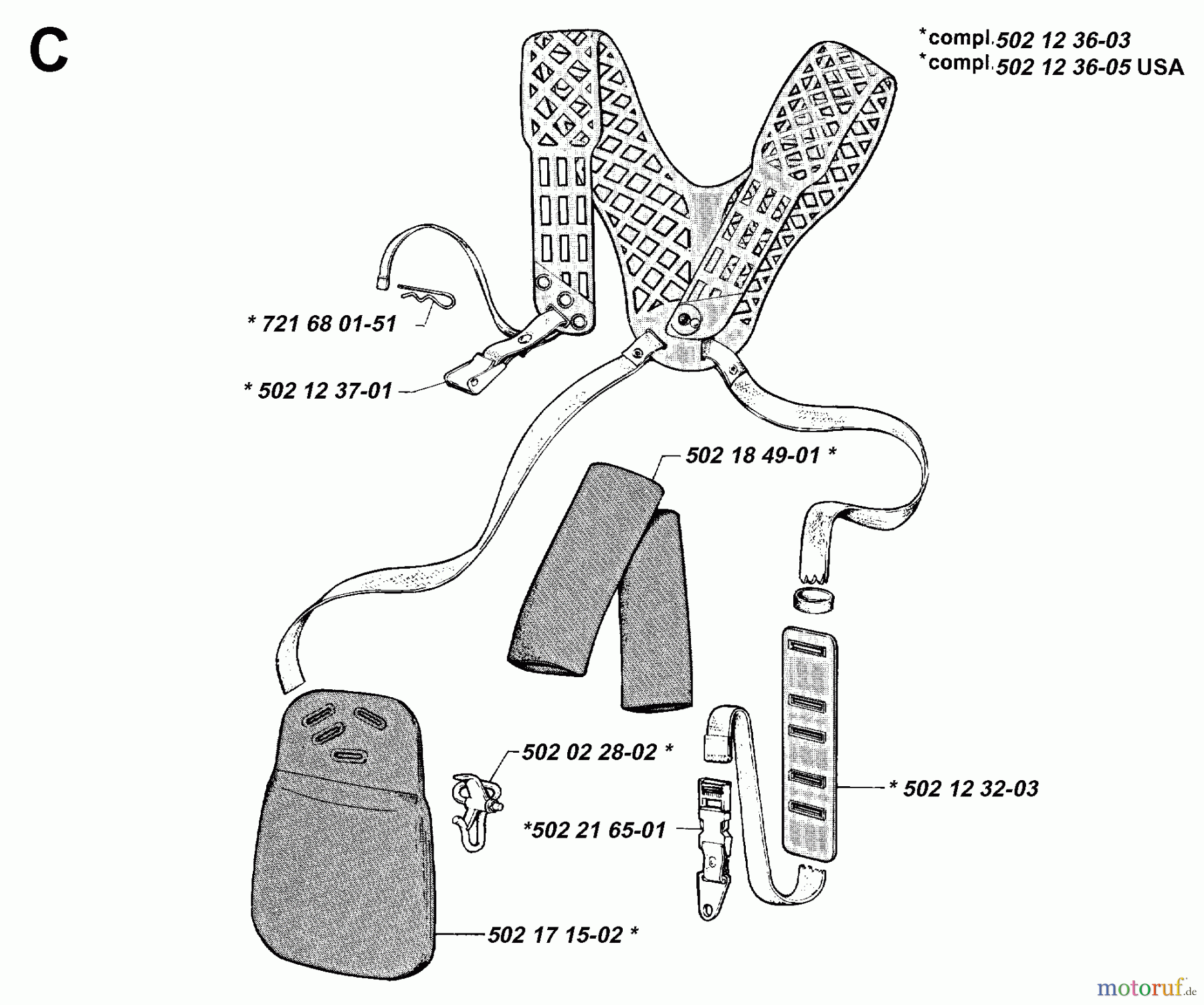 Jonsered Motorsensen, Trimmer GR50 - Jonsered String/Brush Trimmer (1996-10) HARNESS