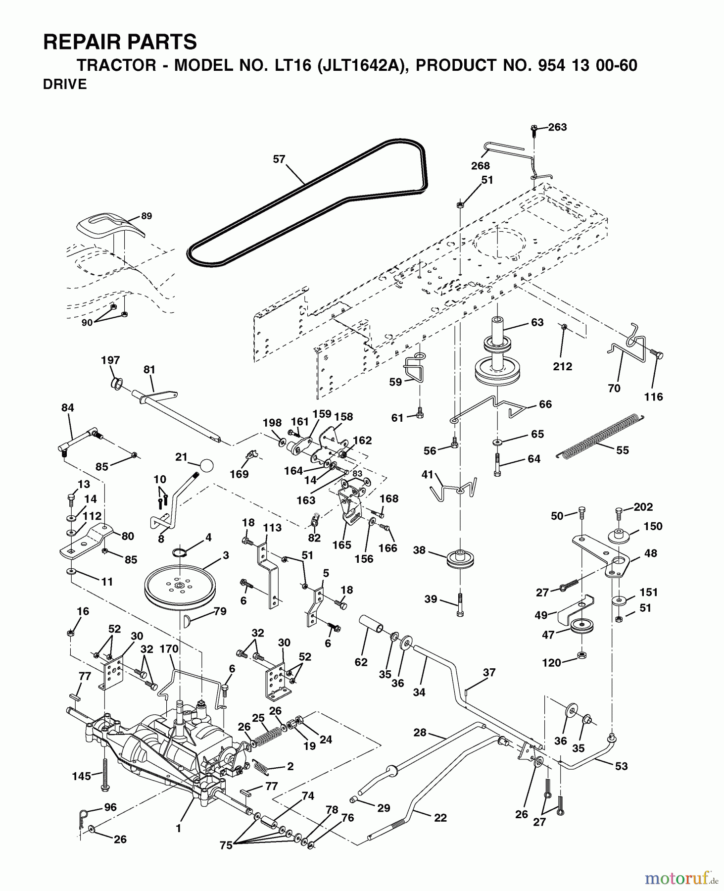  Jonsered Rasen  und Garten Traktoren LT16 (JLT1642A, 954130060) - Jonsered Lawn & Garden Tractor (2002-06) DRIVE