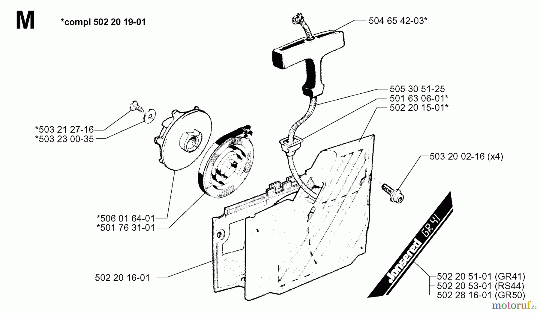 Jonsered Motorsensen, Trimmer GR50 - Jonsered String/Brush Trimmer (1998-06) STARTER