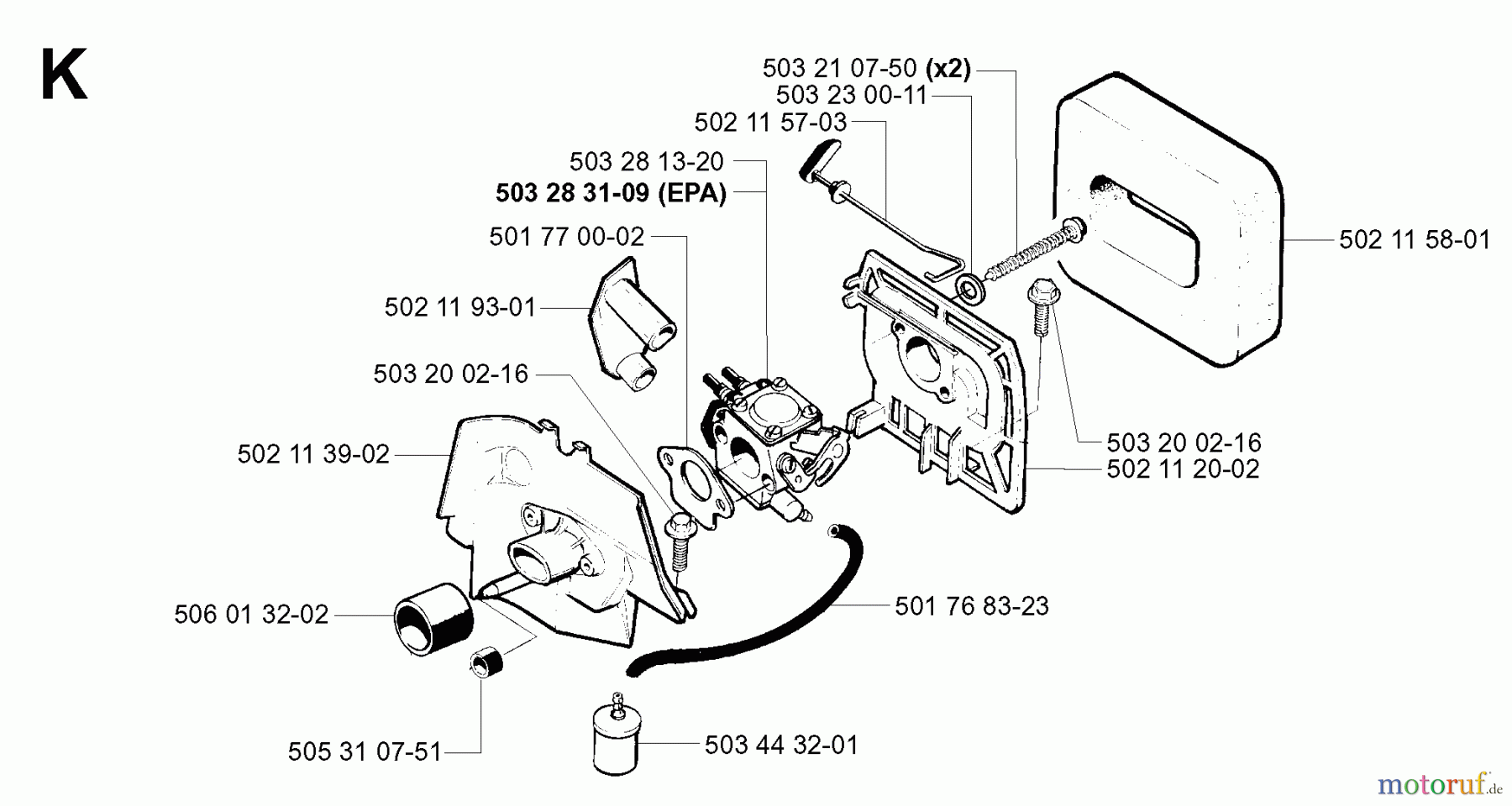 Jonsered Motorsensen, Trimmer GR41 - Jonsered String/Brush Trimmer (2001-03) CARBURETOR AIR FILTER