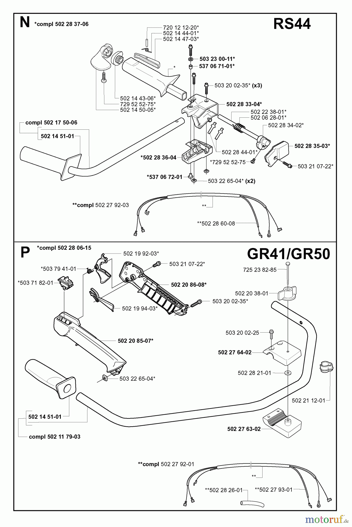 Jonsered Motorsensen, Trimmer GR41 EPA - Jonsered String/Brush Trimmer (2001-03) HANDLE CONTROLS #2
