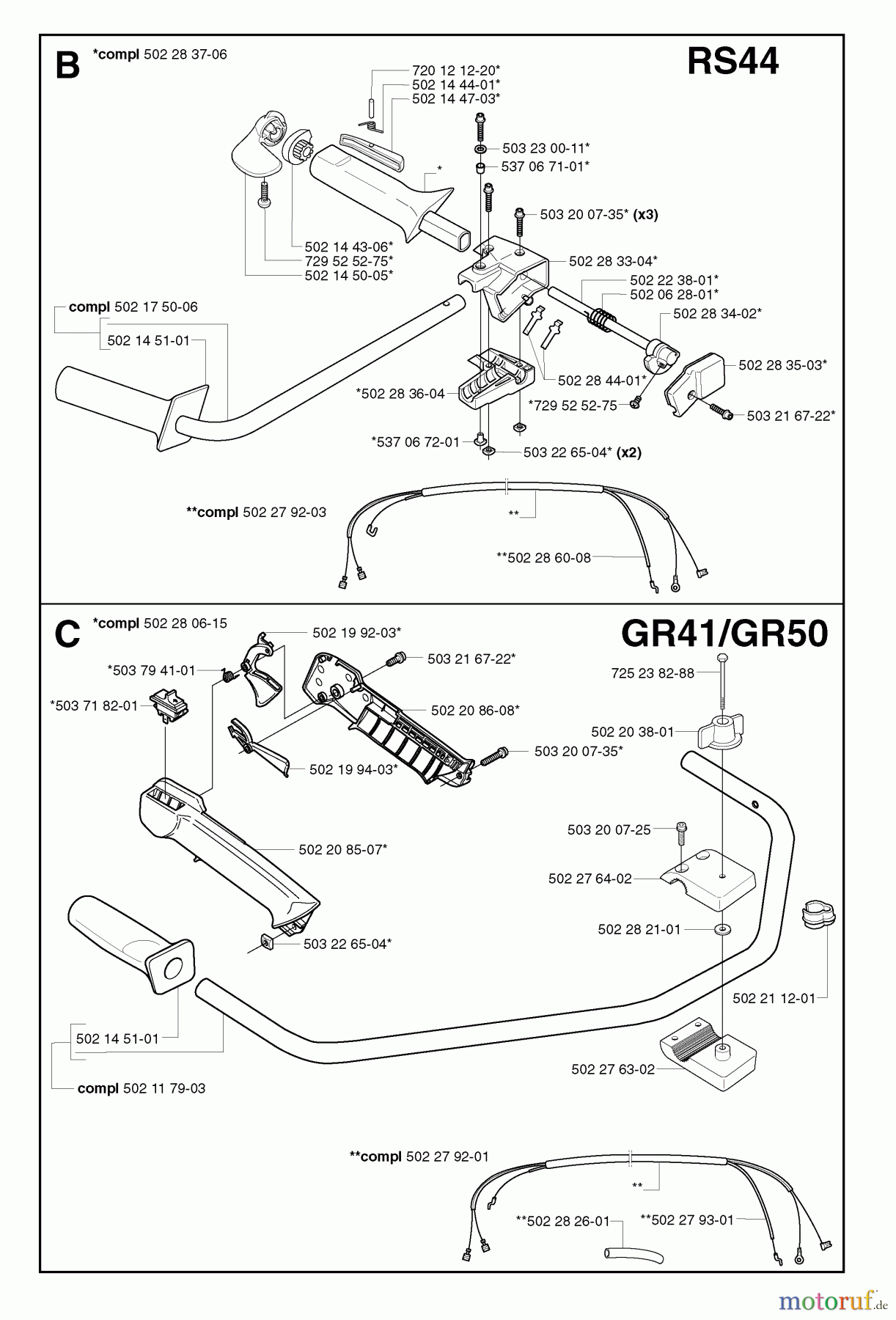 Jonsered Motorsensen, Trimmer GR41 EPA - Jonsered String/Brush Trimmer (2002-08) HANDLE CONTROLS #2