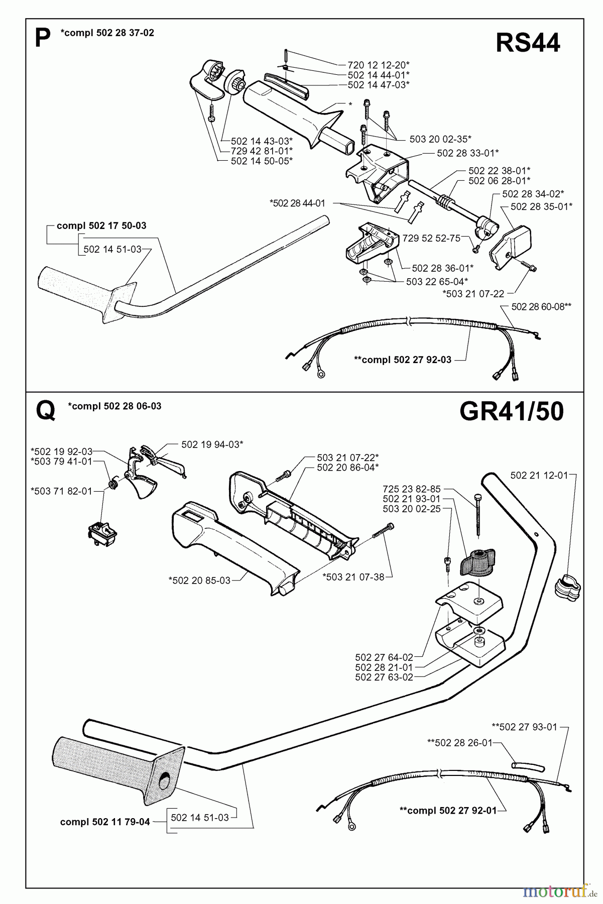 Jonsered Motorsensen, Trimmer GR50 - Jonsered String/Brush Trimmer (1998-06) HANDLE CONTROLS #2