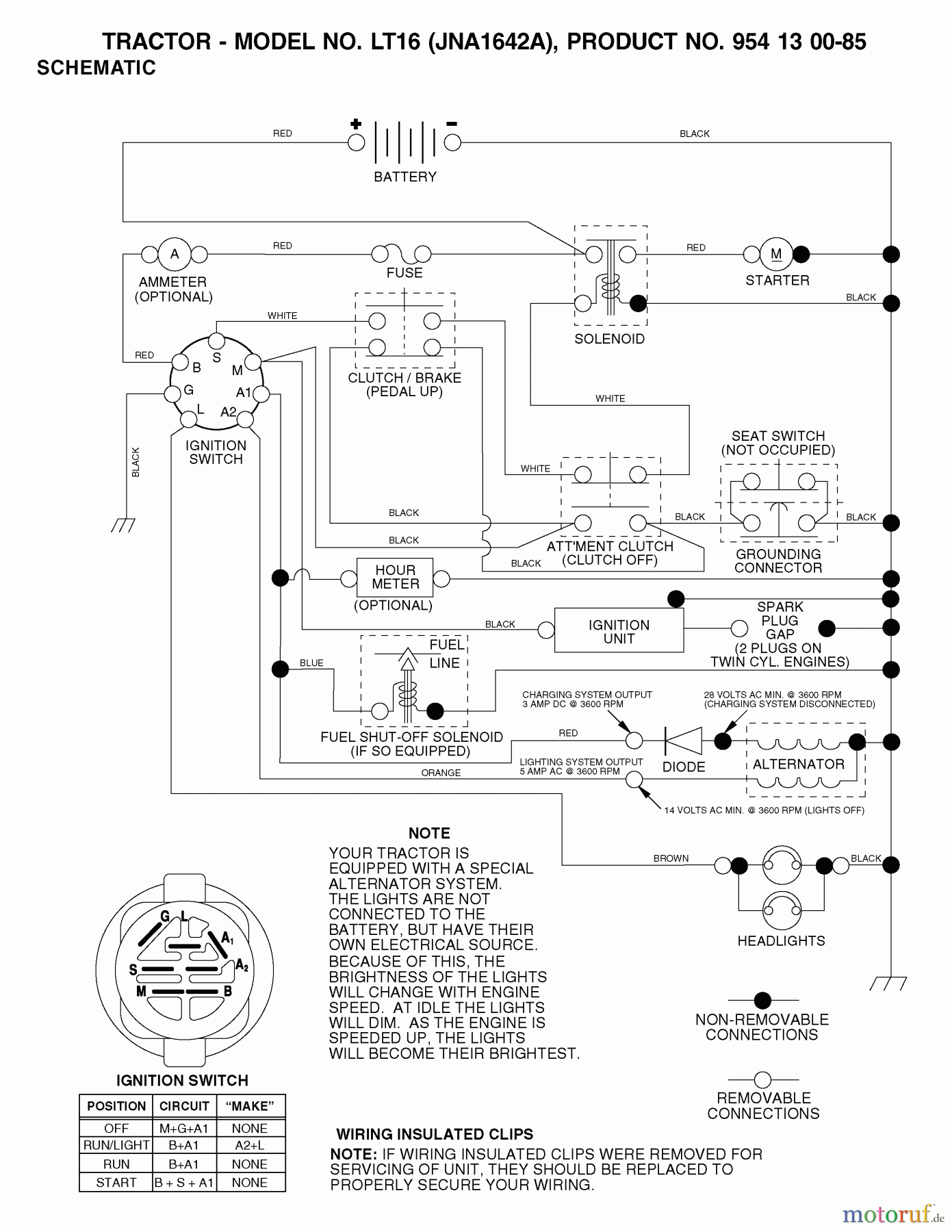  Jonsered Rasen  und Garten Traktoren LT16 (JNA1642A, 954130085) - Jonsered Lawn & Garden Tractor (2003-01) SCHEMATIC