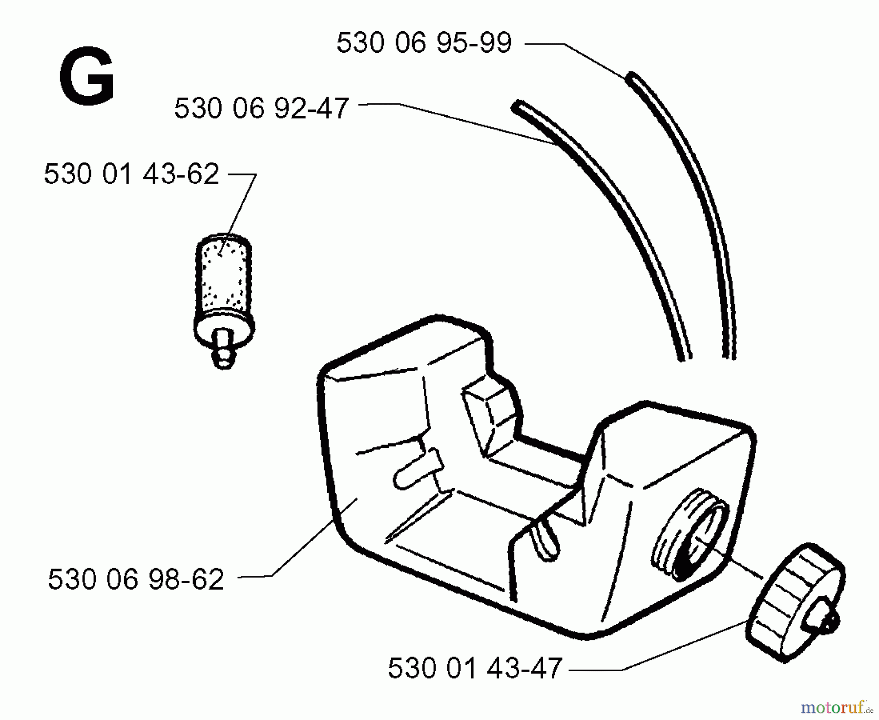 Jonsered Motorsensen, Trimmer GT25 - Jonsered String/Brush Trimmer (1997-05) FUEL TANK