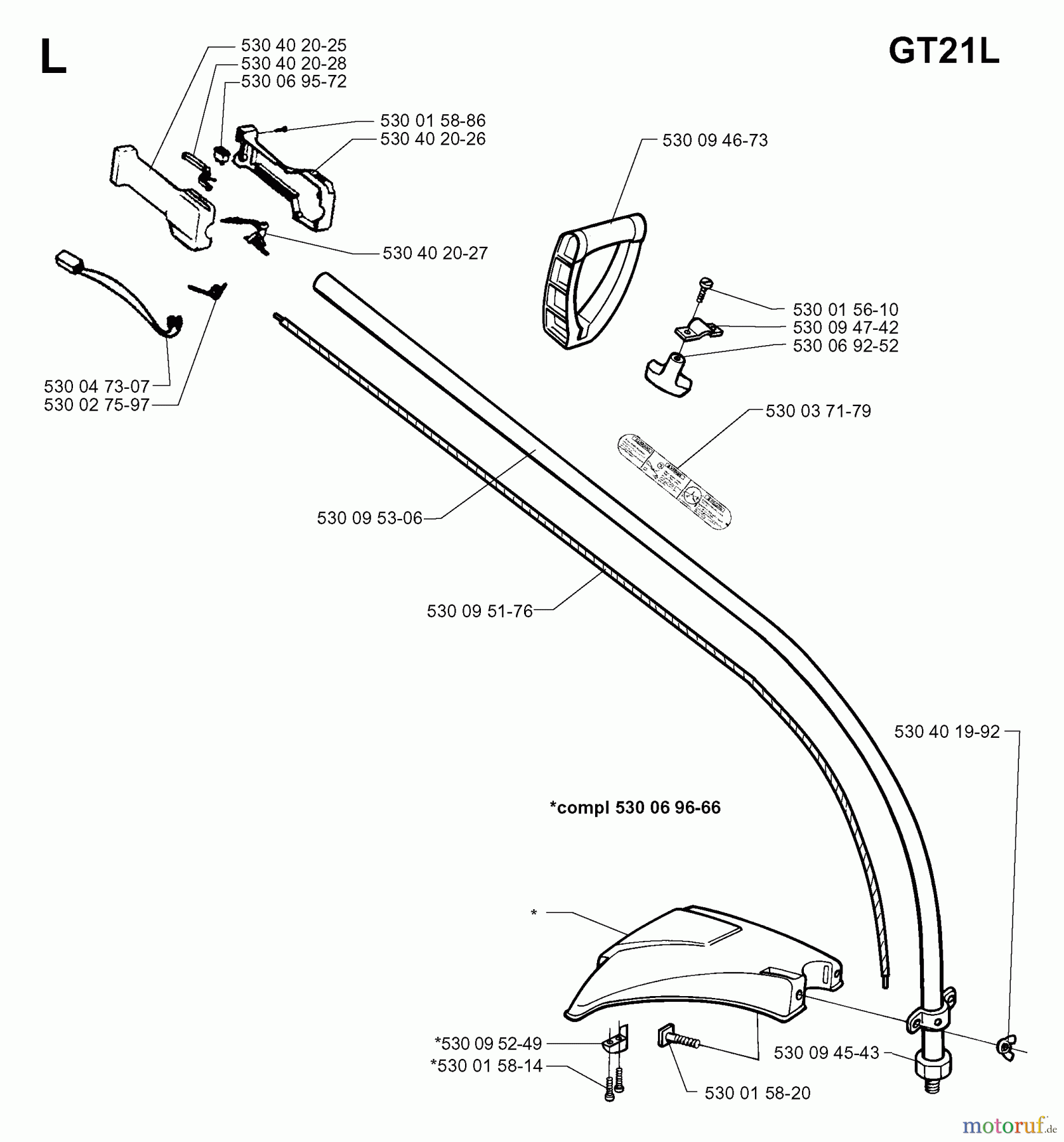 Jonsered Motorsensen, Trimmer GT25 - Jonsered String/Brush Trimmer (1997-05) SHAFT HANDLE #2