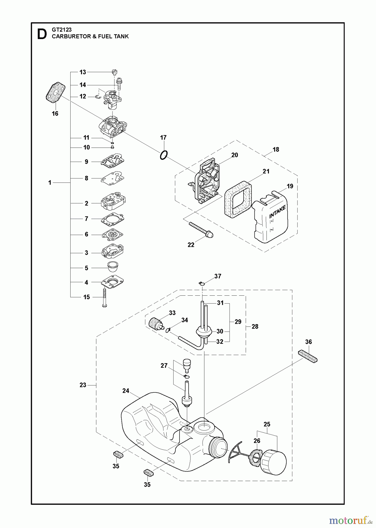  Jonsered Motorsensen, Trimmer GT2123 - Jonsered String/Brush Trimmer (2010-03) CARBURETOR AIR FILTER