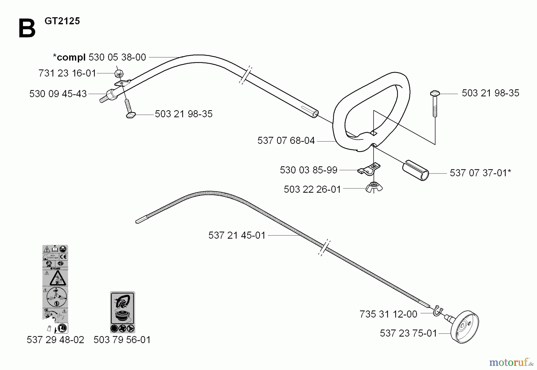 Jonsered Motorsensen, Trimmer GT2125 - Jonsered String/Brush Trimmer (2008-09) SHAFT