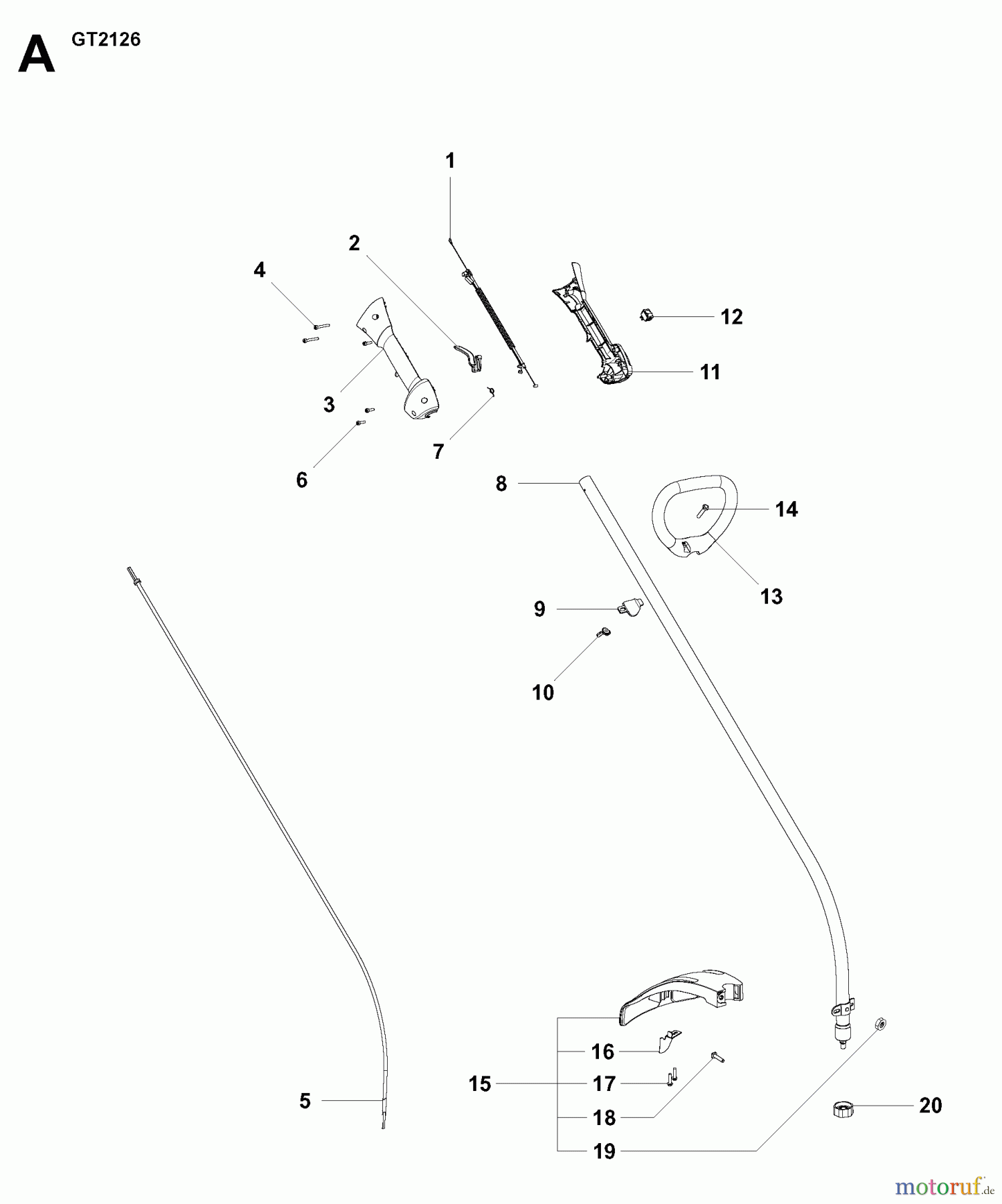  Jonsered Motorsensen, Trimmer GT2126 - Jonsered String/Brush Trimmer (2007-01) SHAFT HANDLE