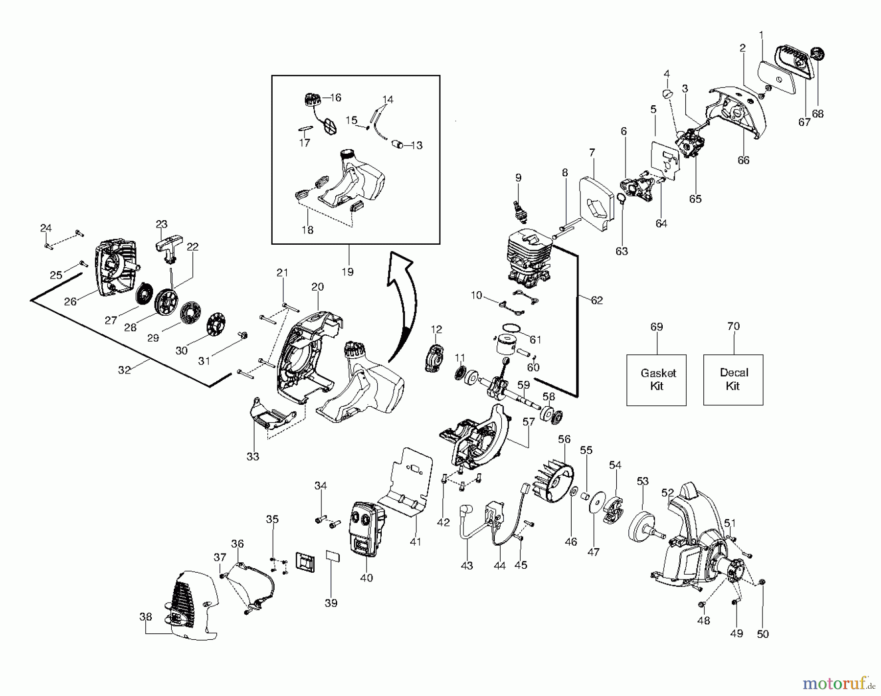 Jonsered Motorsensen, Trimmer GT2128 - Jonsered String/Brush Trimmer (2010-06) ENGINE