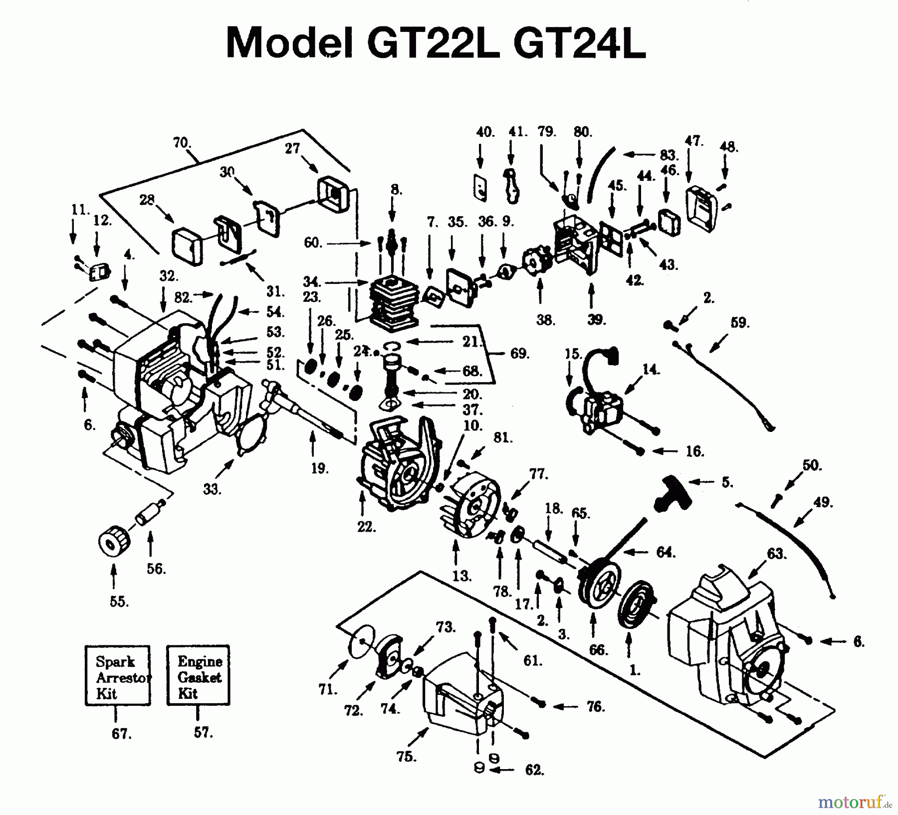 Jonsered Motorsensen, Trimmer GT22L - Jonsered String/Brush Trimmer (1995-05) ENGINE
