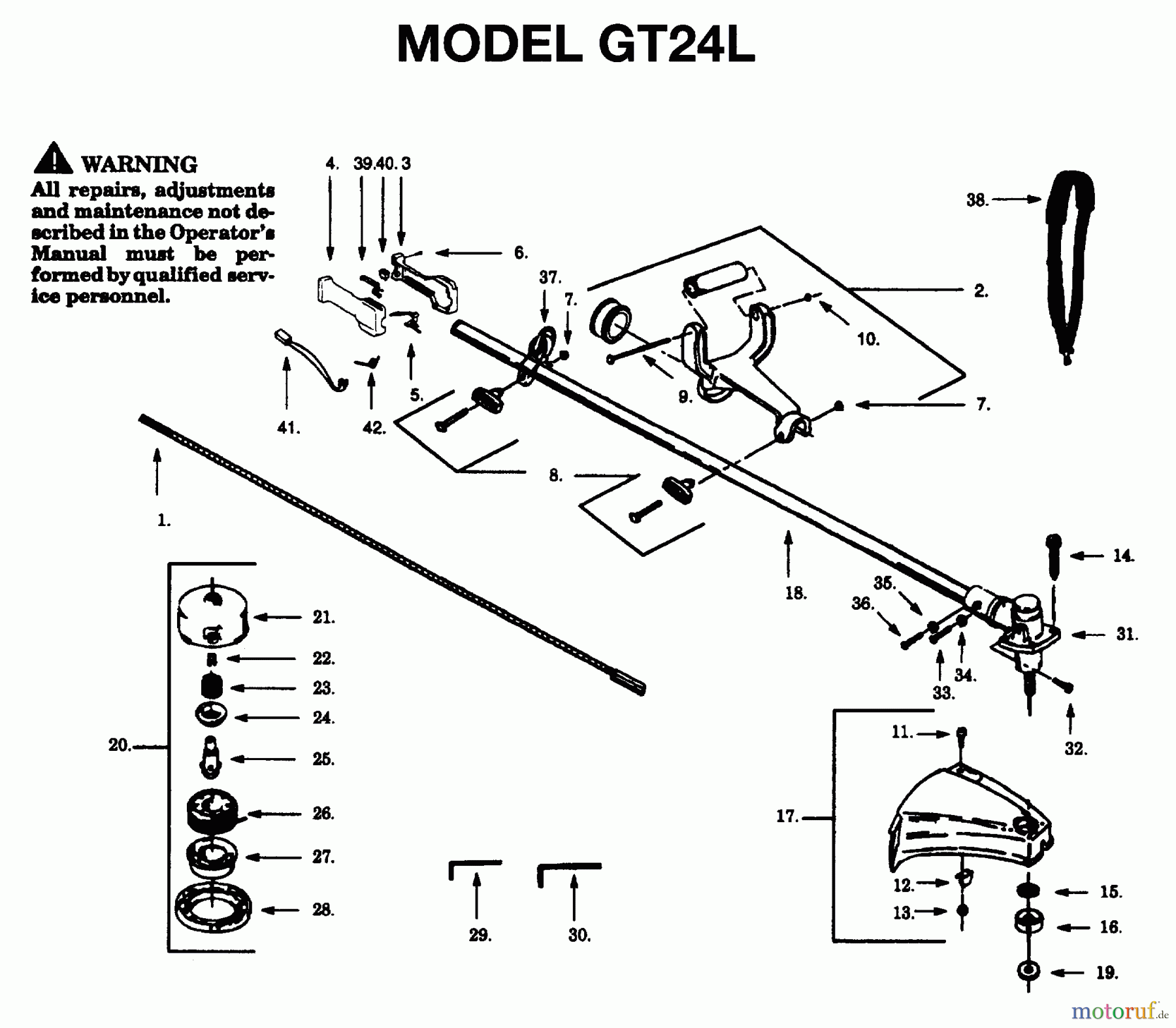 Jonsered Motorsensen, Trimmer GT22L - Jonsered String/Brush Trimmer (1996-03) SHAFT HANDLE #1