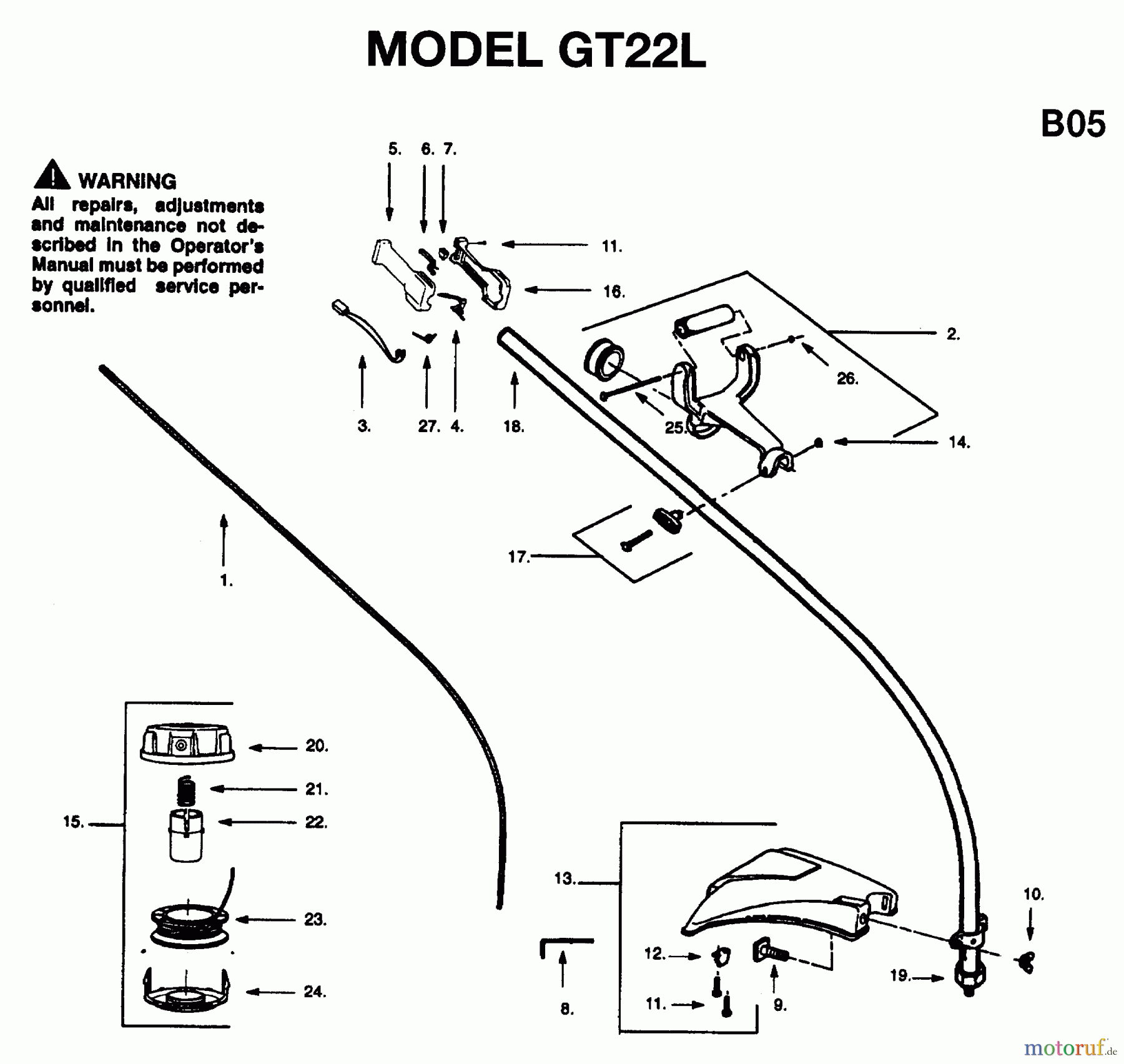 Jonsered Motorsensen, Trimmer GT22L - Jonsered String/Brush Trimmer (1996-03) SHAFT HANDLE #2