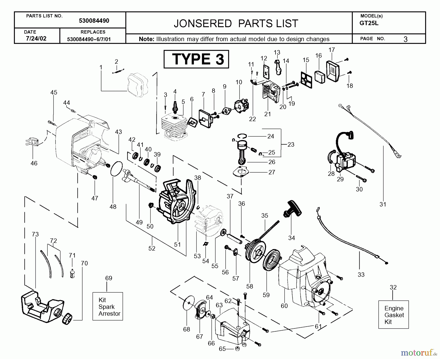 Jonsered Motorsensen, Trimmer GT25 L - Jonsered String/Brush Trimmer (2002-08) ENGINE #2