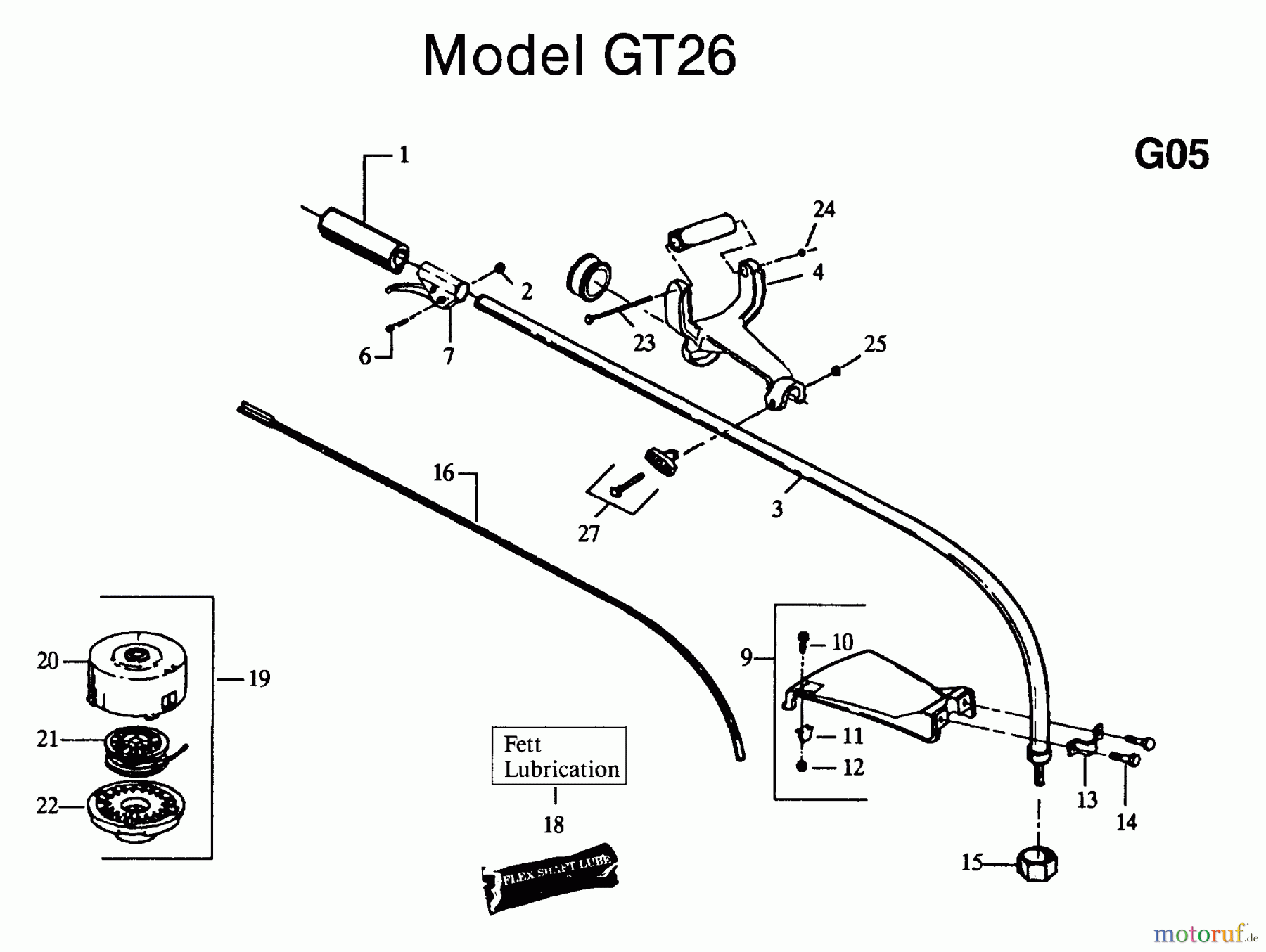 Jonsered Motorsensen, Trimmer GT32 - Jonsered String/Brush Trimmer (1992-03) SHAFT HANDLE #1