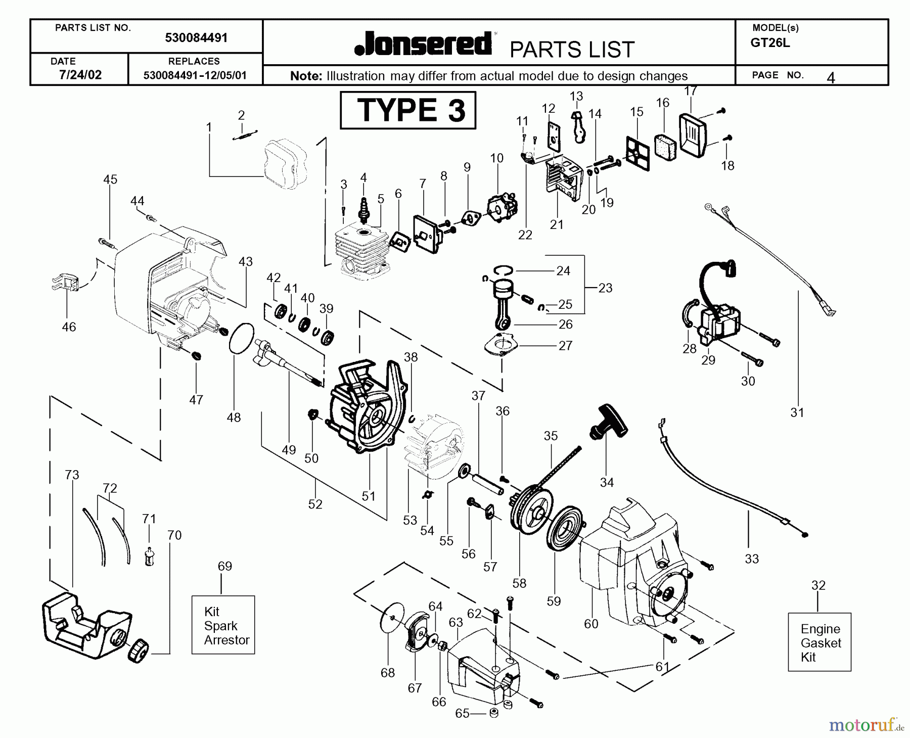 Jonsered Motorsensen, Trimmer GT26L - Jonsered String/Brush Trimmer (2002-08) ENGINE #2